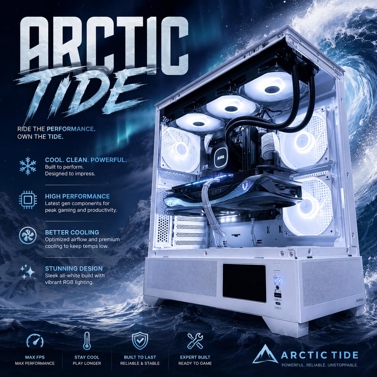 ❄️"Artic Tide "❄️| 4k Gaming | RTX 4070 Ti AMP Extreme  | i7 12700F | 32B DDR5 Ram | 3TB Storage