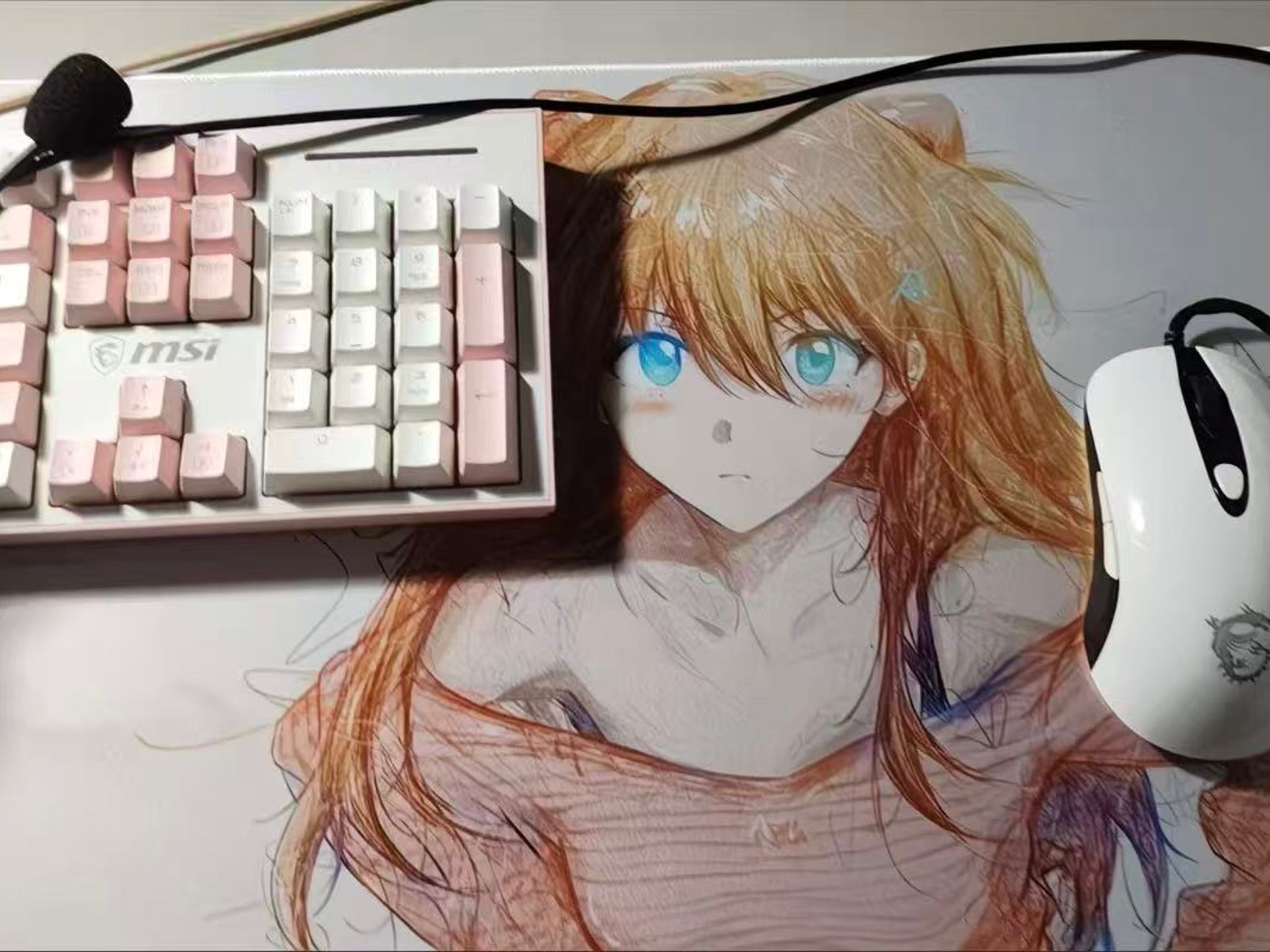 EVA Asuka Anime Mouse Pad – Abstract Line Art, Smooth Gaming Surface