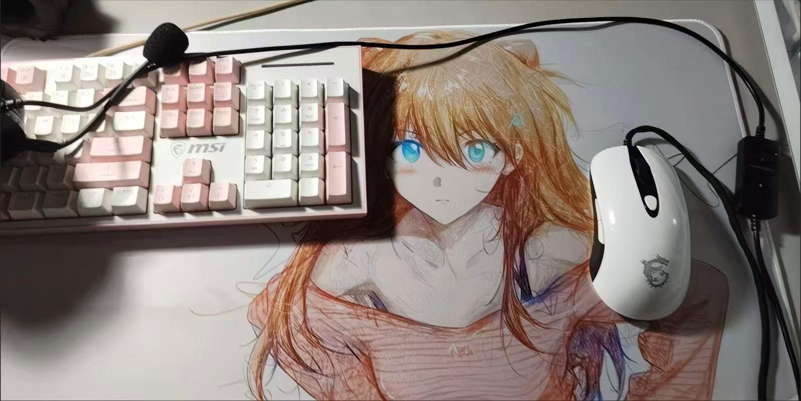 EVA Asuka Anime Mouse Pad – Abstract Line Art, Smooth Gaming Surface