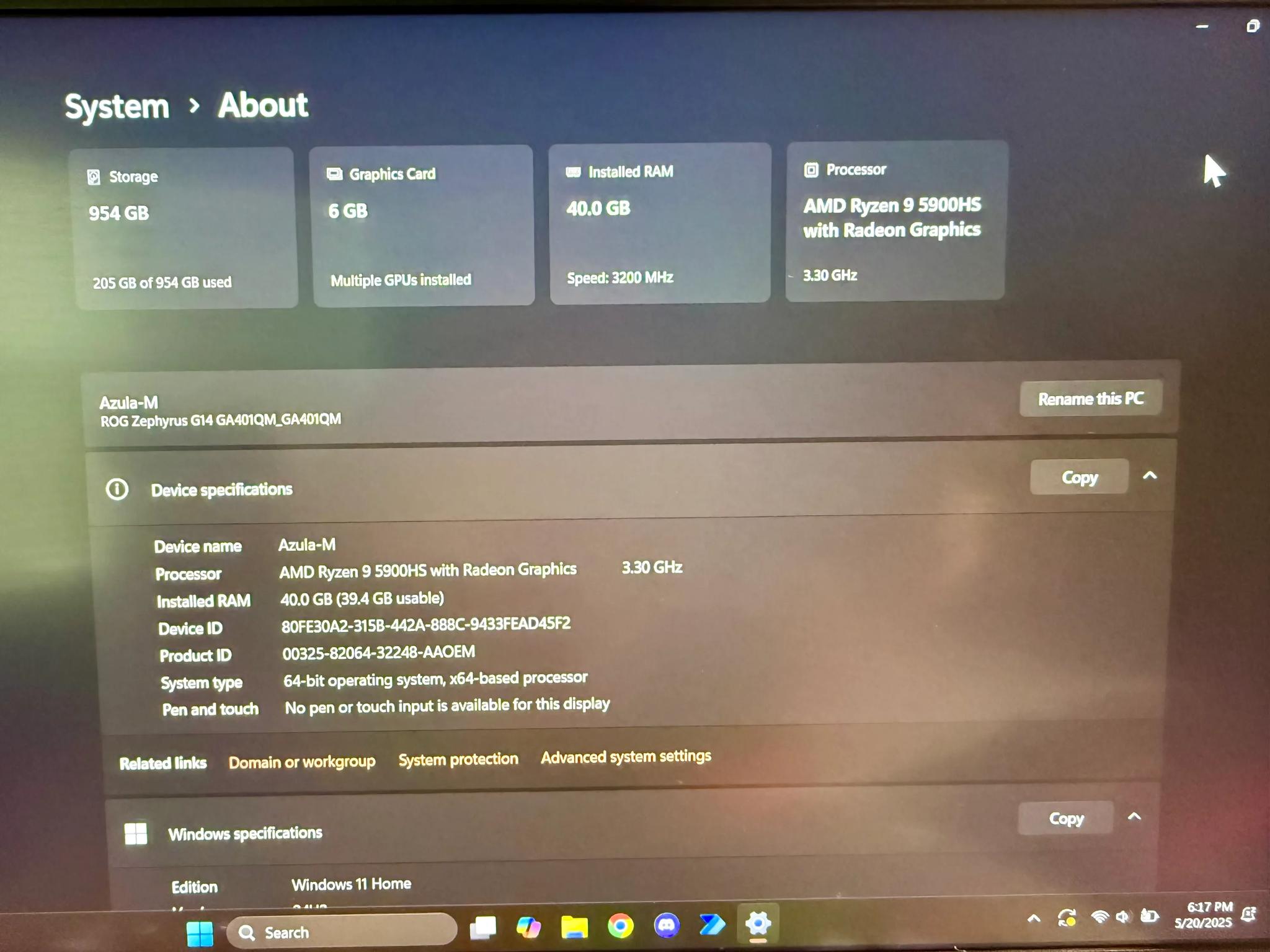 ASUS ROG Zephyrus G14 | 144Hz FHD | Ryzen 9 5900HS | 40GB RAM | 1TB SSD | NVIDIA RTX 3060