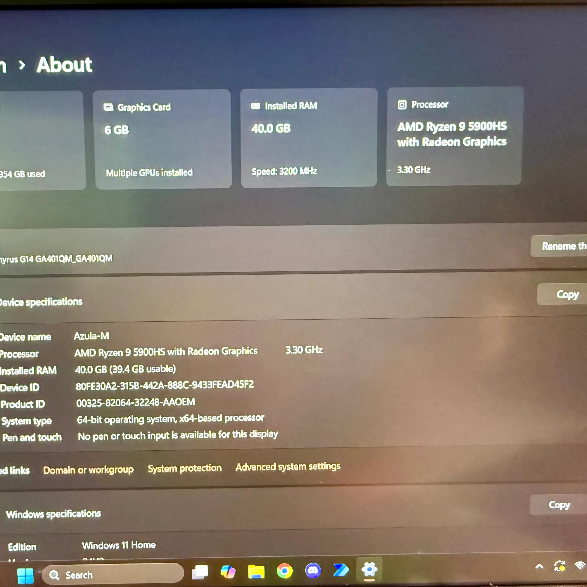 ASUS ROG Zephyrus G14 | 144Hz FHD | Ryzen 9 5900HS | 40GB RAM | 1TB SSD | NVIDIA RTX 3060