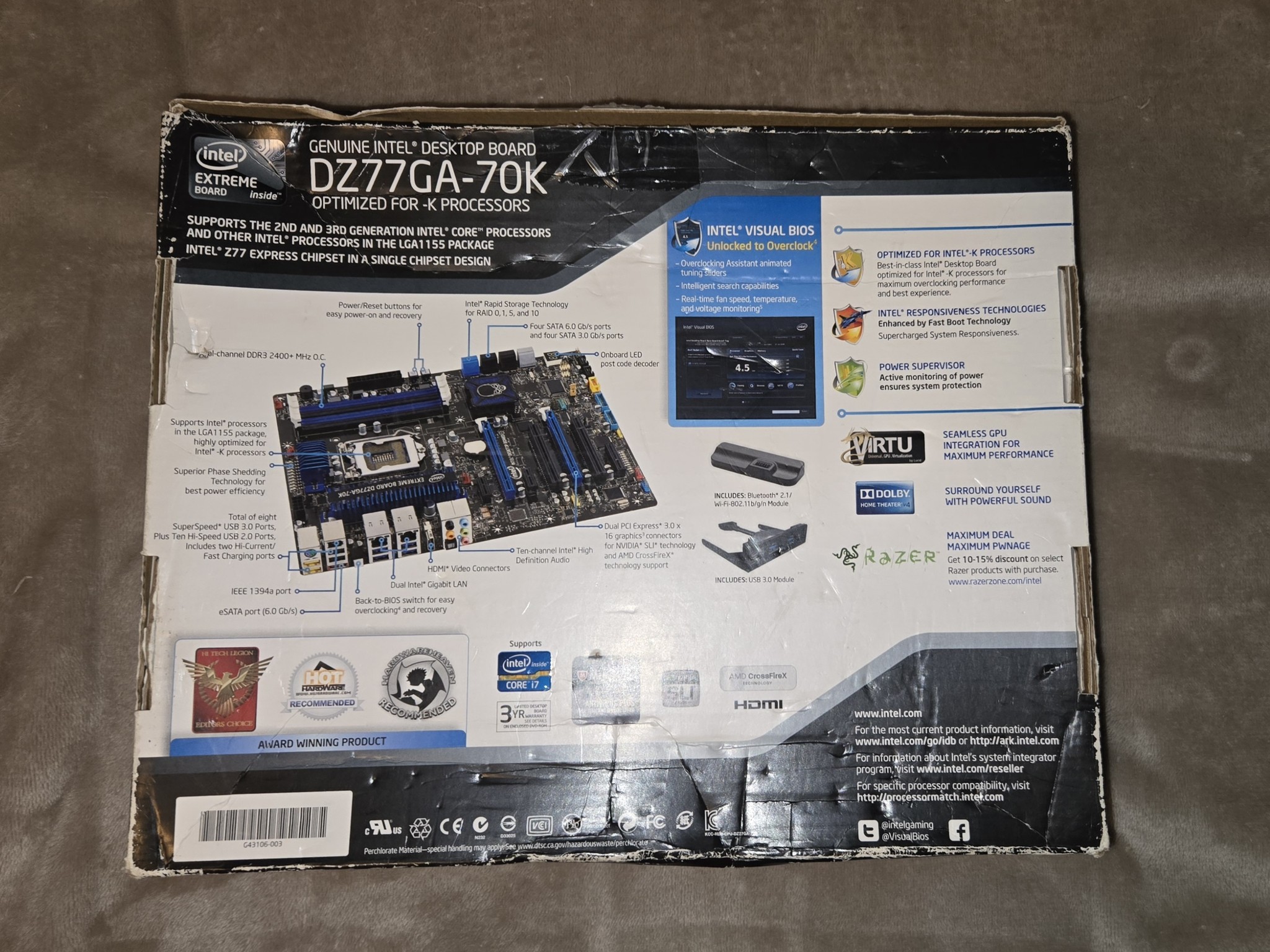 Intel DZ77GA-70K Gaming Motherboard in box