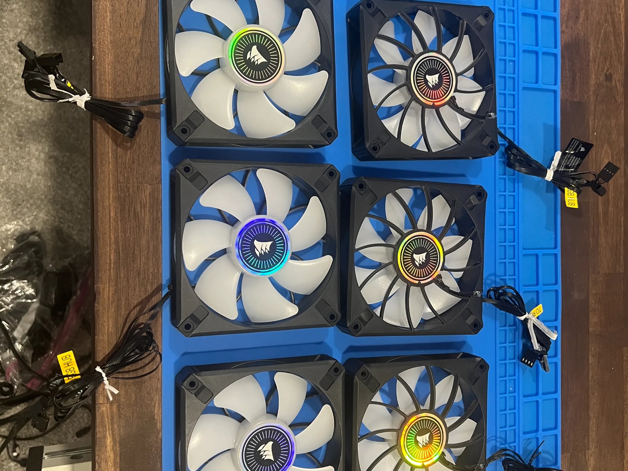 (6)  Corsair 120mm ML Elite RGB Fans with Commander Core