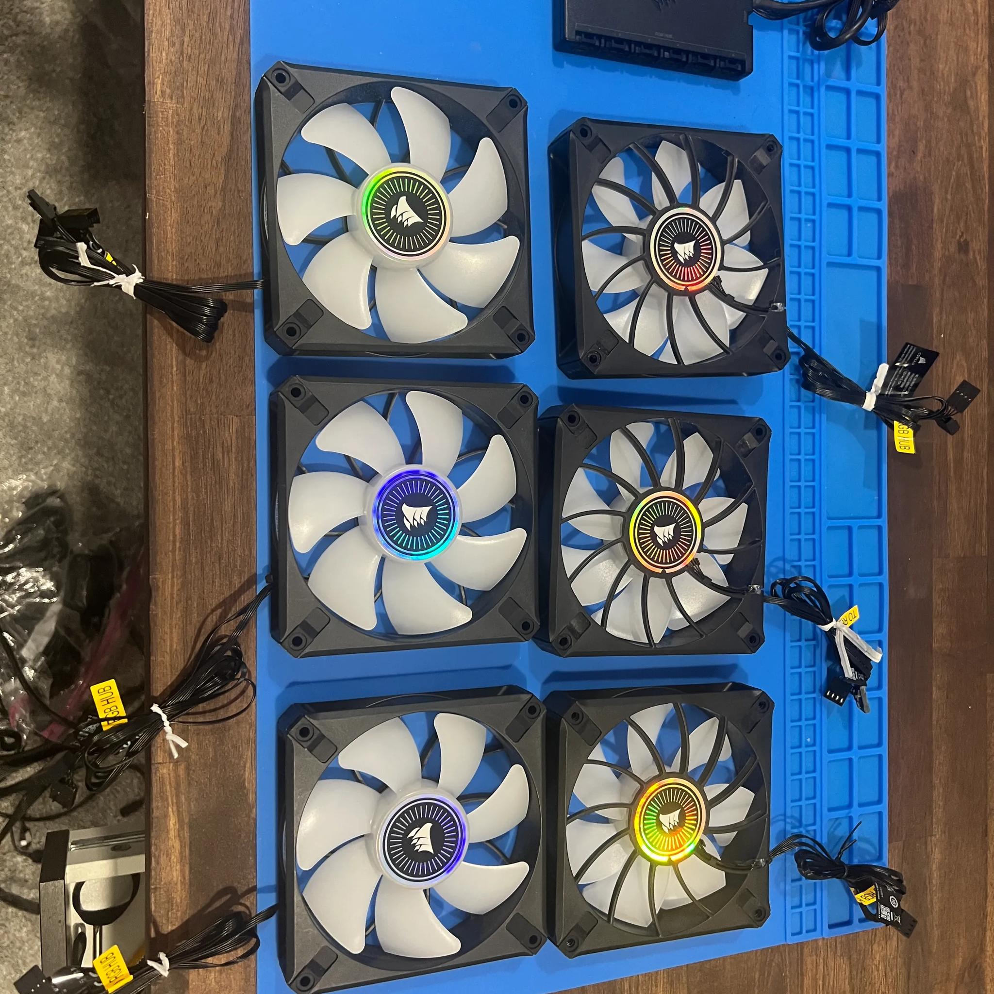 (6)  Corsair 120mm ML Elite RGB Fans with Commander Core