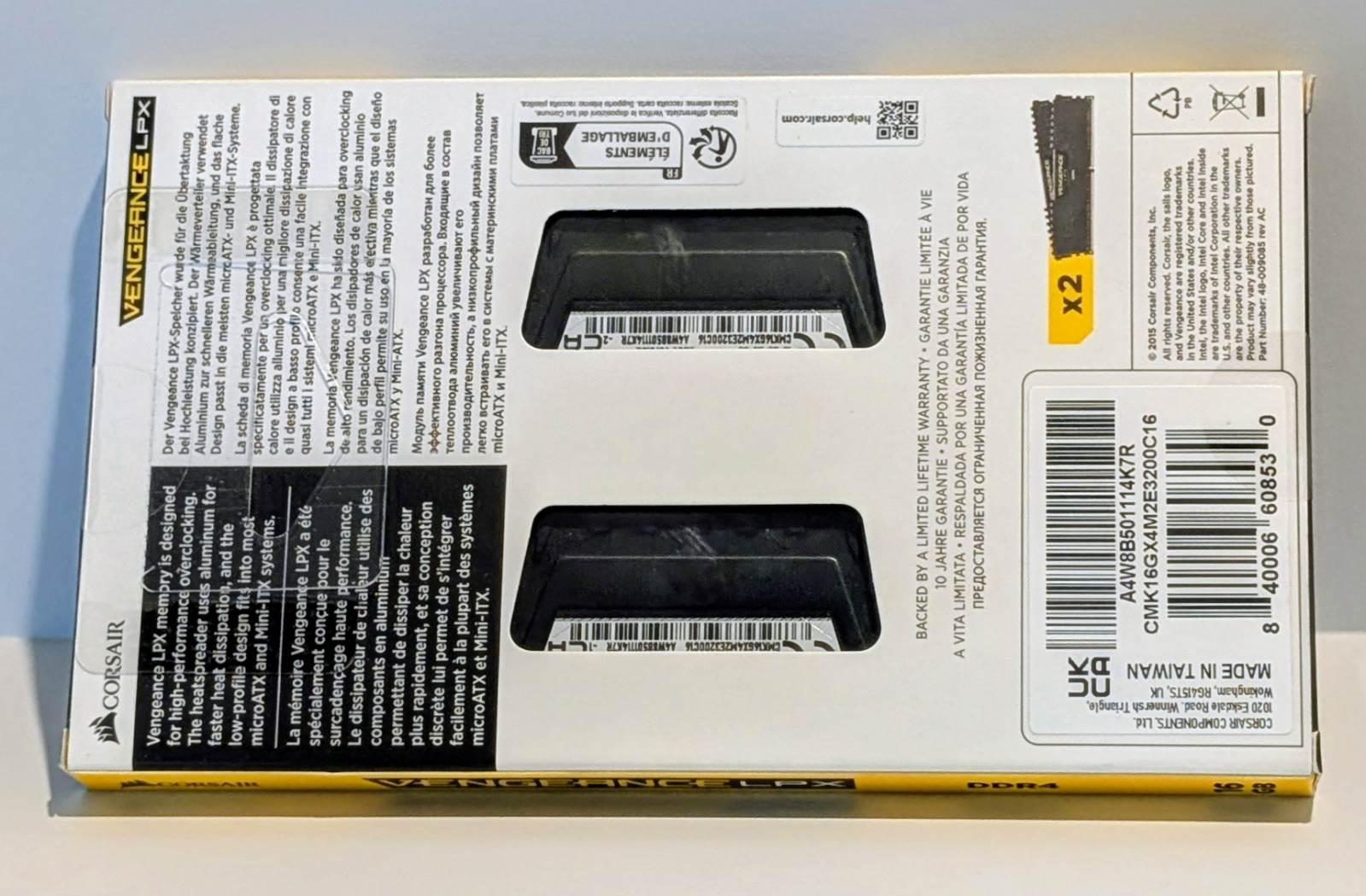 CORSAIR VENGEANCE LPX DDR4 RAM 16GB (2x8GB) 3200MHz CL16-20-20-38 1.35V Intel AMD Computer Memory