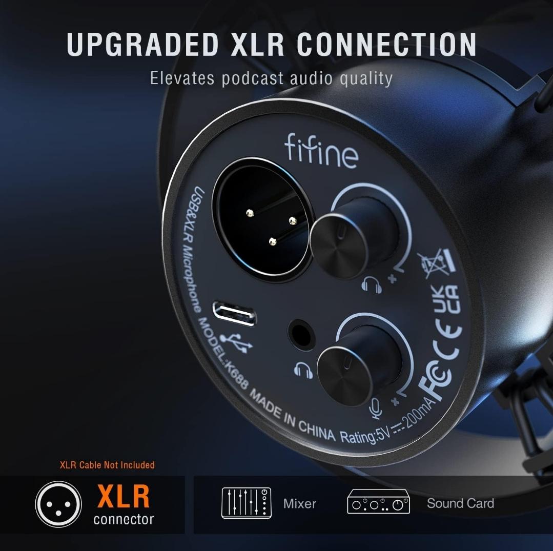 FIFINE Dynamic Microphone, XLR or USB