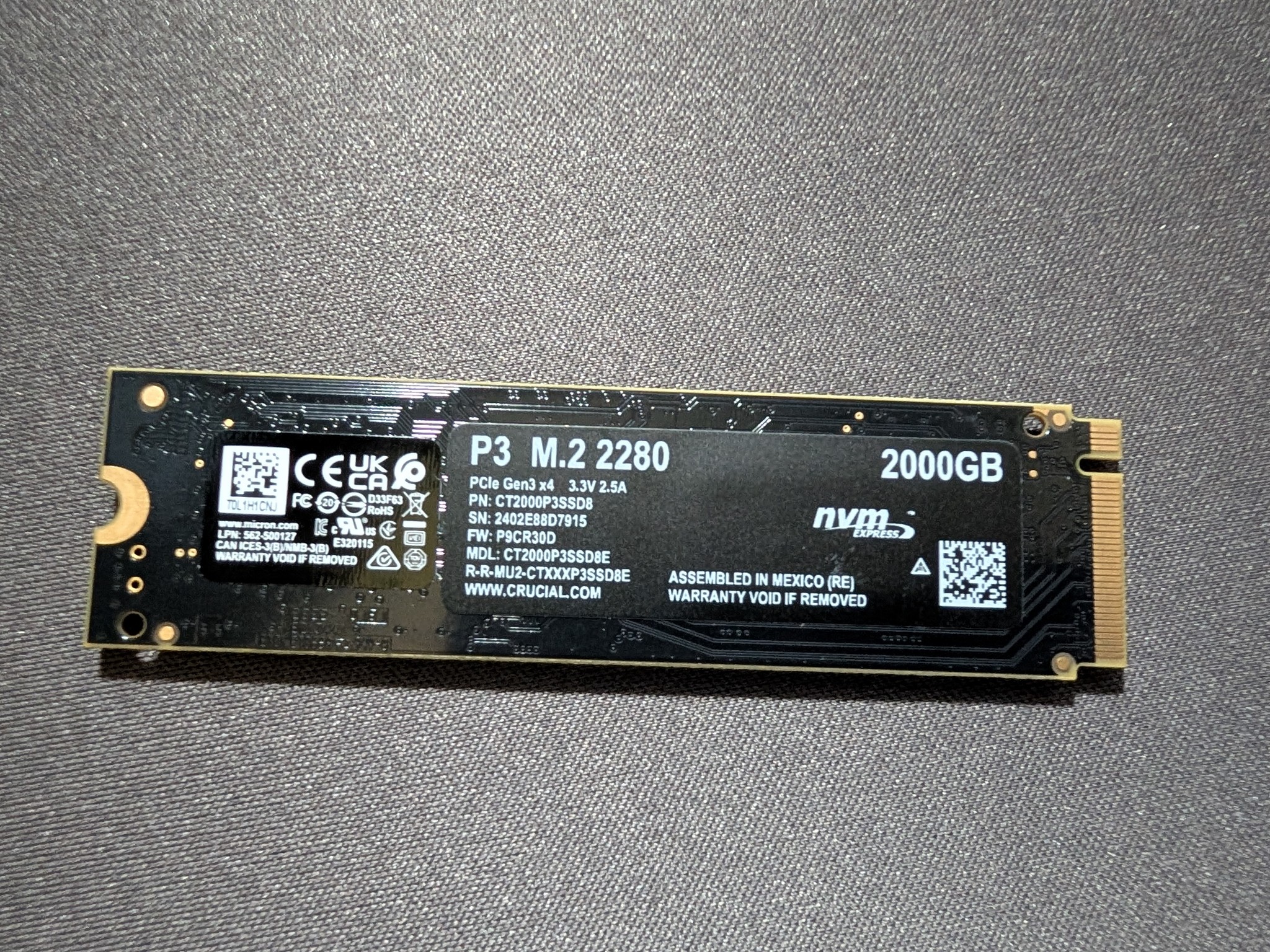 Crucial P3 2TB M.2 NVMe SSD