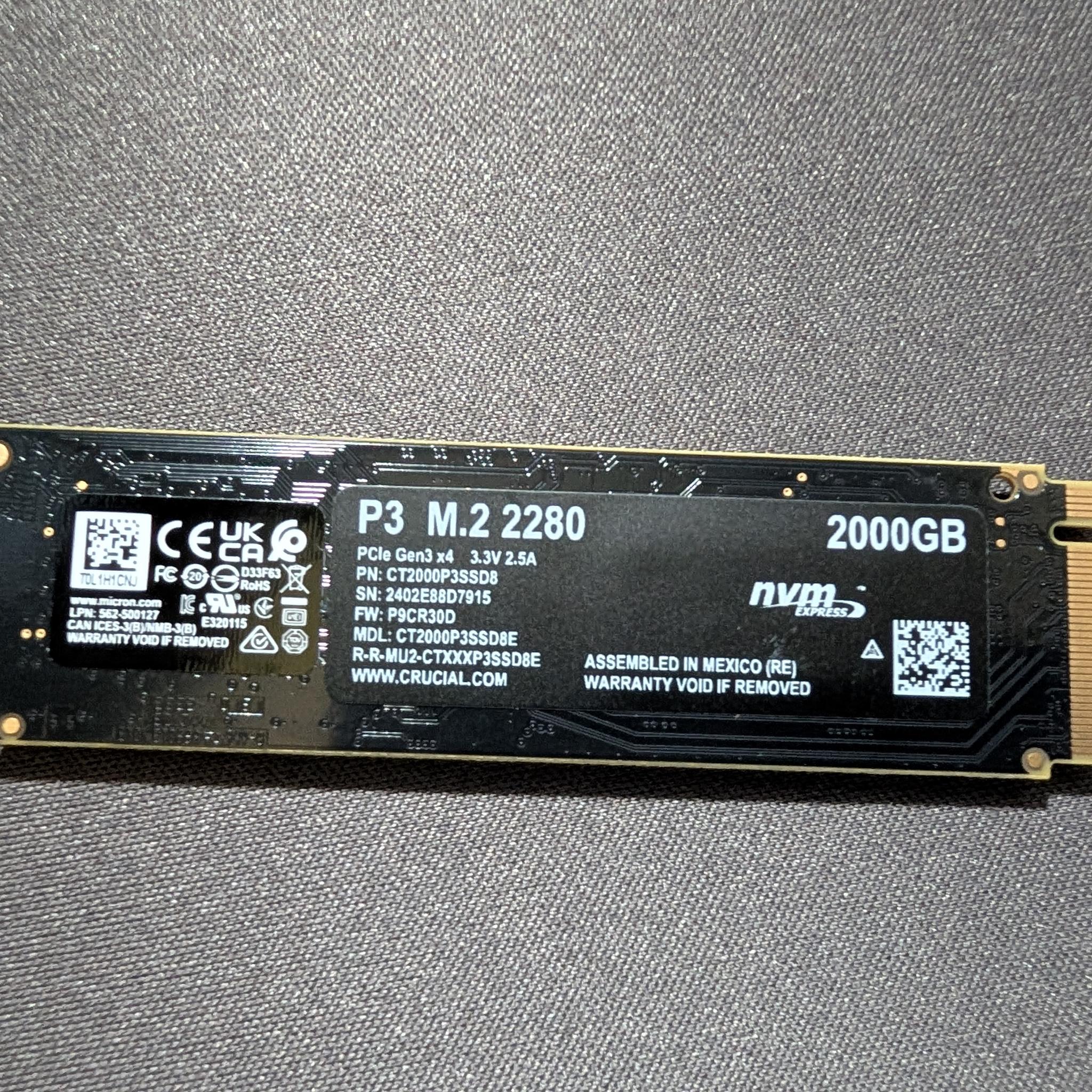 Crucial P3 2TB M.2 NVMe SSD