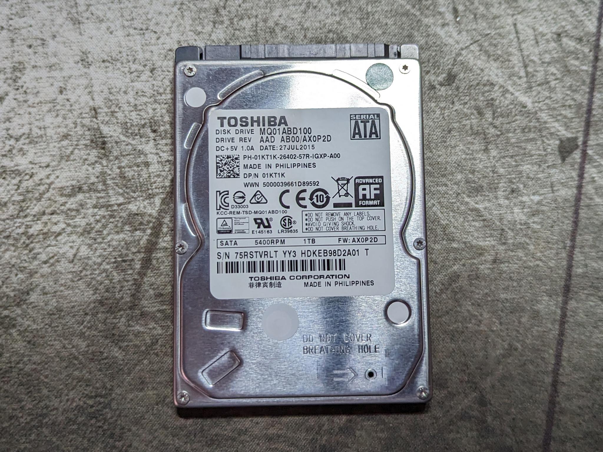 Toshiba 1TB 5400RPM 2.5" SATA III Hard Drive