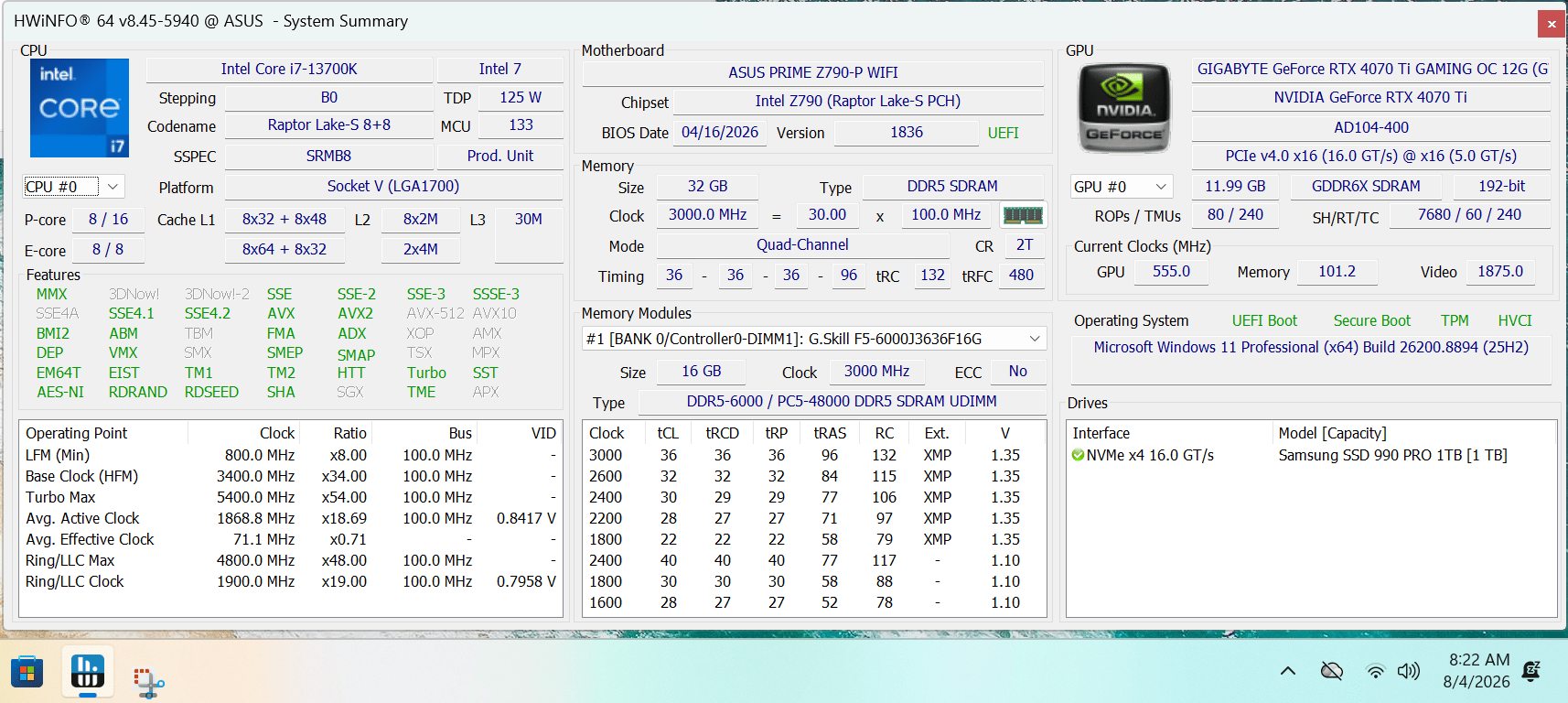 13700K | 4070 TI | 32GB | 1TB | 1440P/4k Budget Performance Build