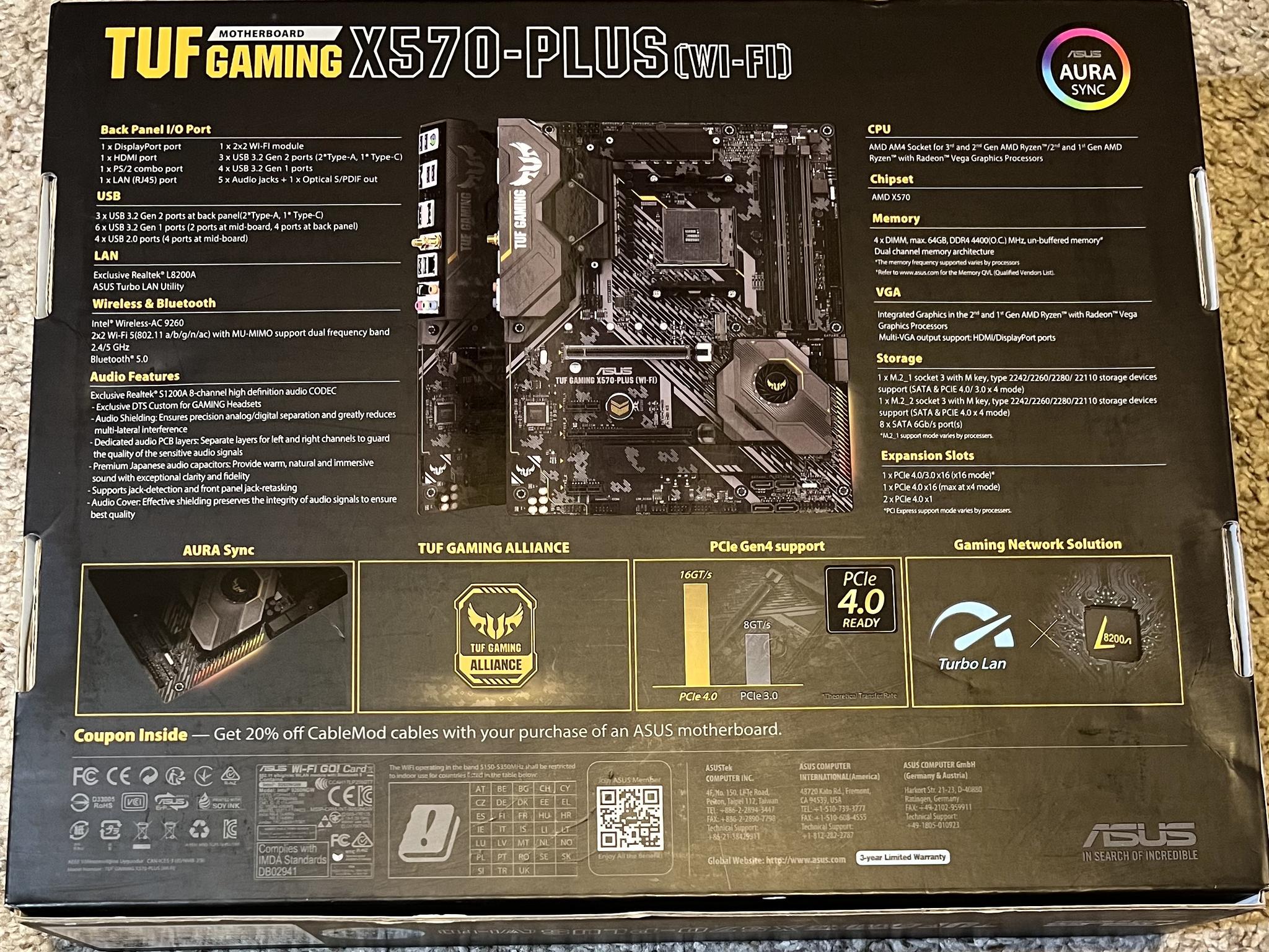 ASUS AM4 TUF Gaming X570-Plus (Wi-Fi) AM4 Zen 3 Ryzen 5000 & 3rd Gen Ryzen ATX MOBO