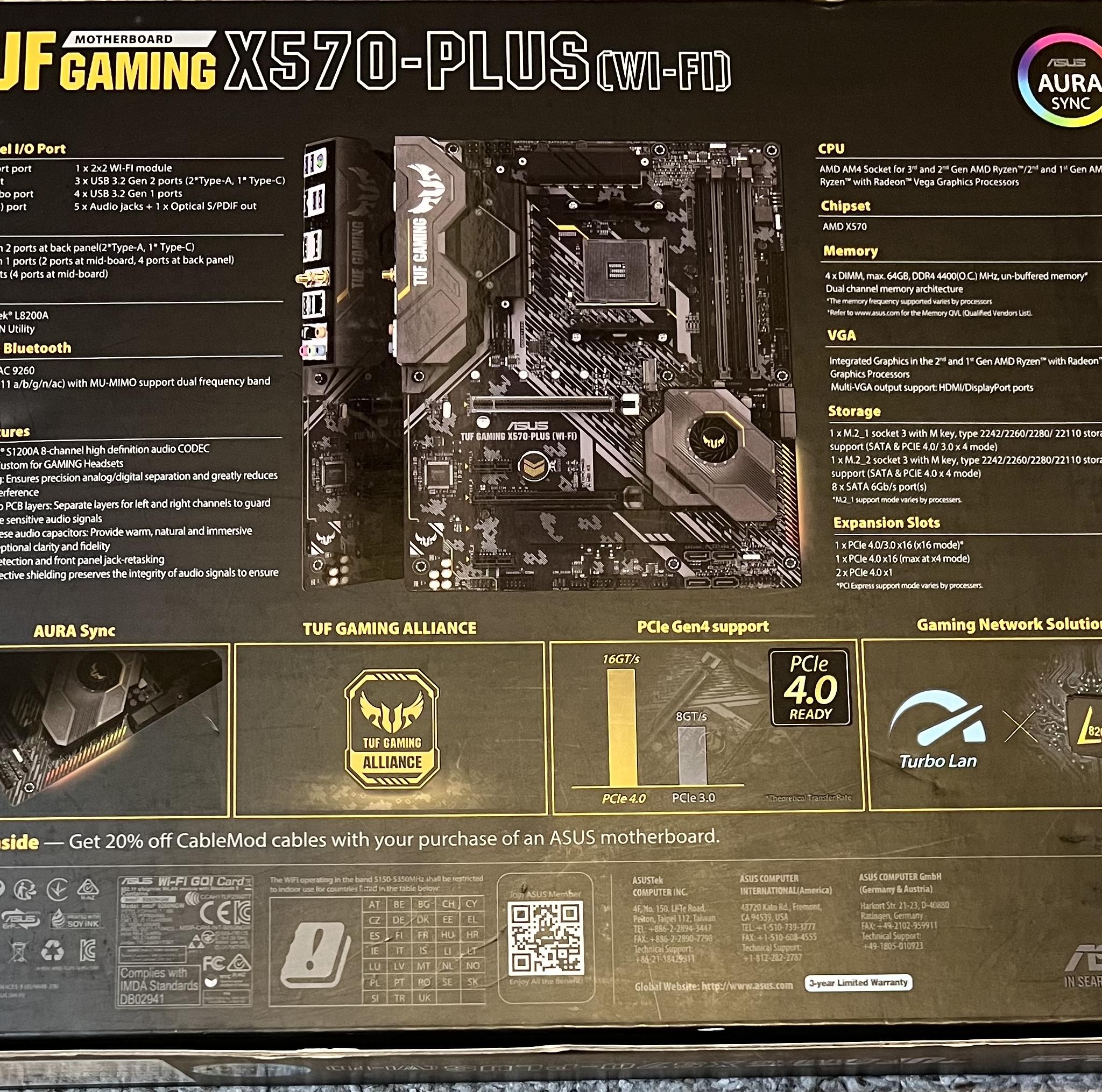 ASUS AM4 TUF Gaming X570-Plus (Wi-Fi) AM4 Zen 3 Ryzen 5000 & 3rd Gen Ryzen ATX MOBO