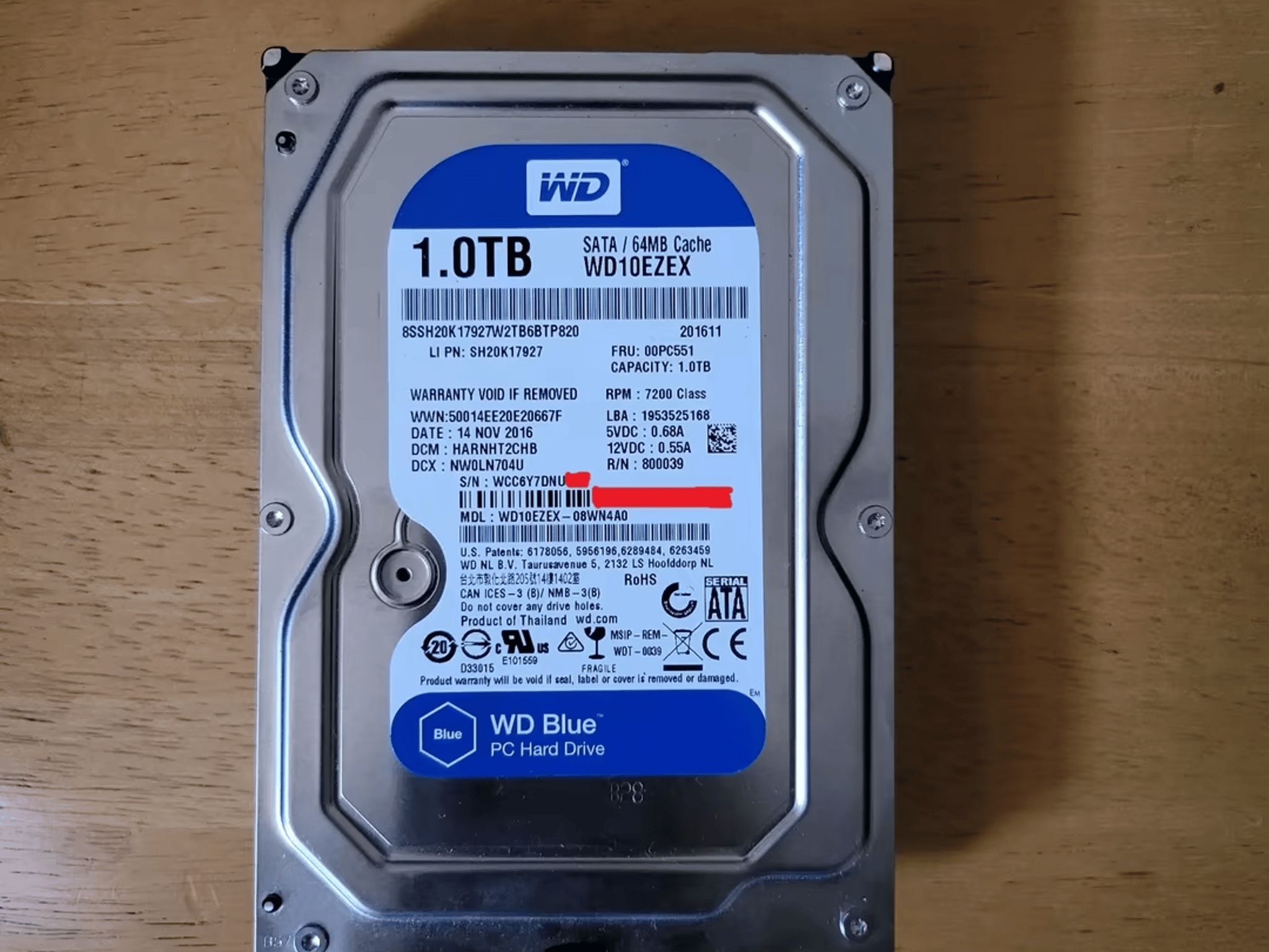 WD Blue 1TB 3.5in HDD SATA 6 Gb/s 7200RPM