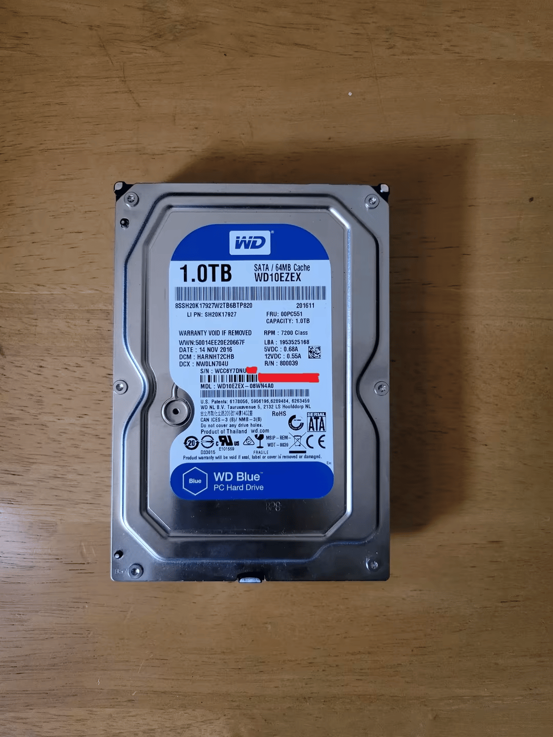 WD Blue 1TB 3.5in HDD SATA 6 Gb/s 7200RPM