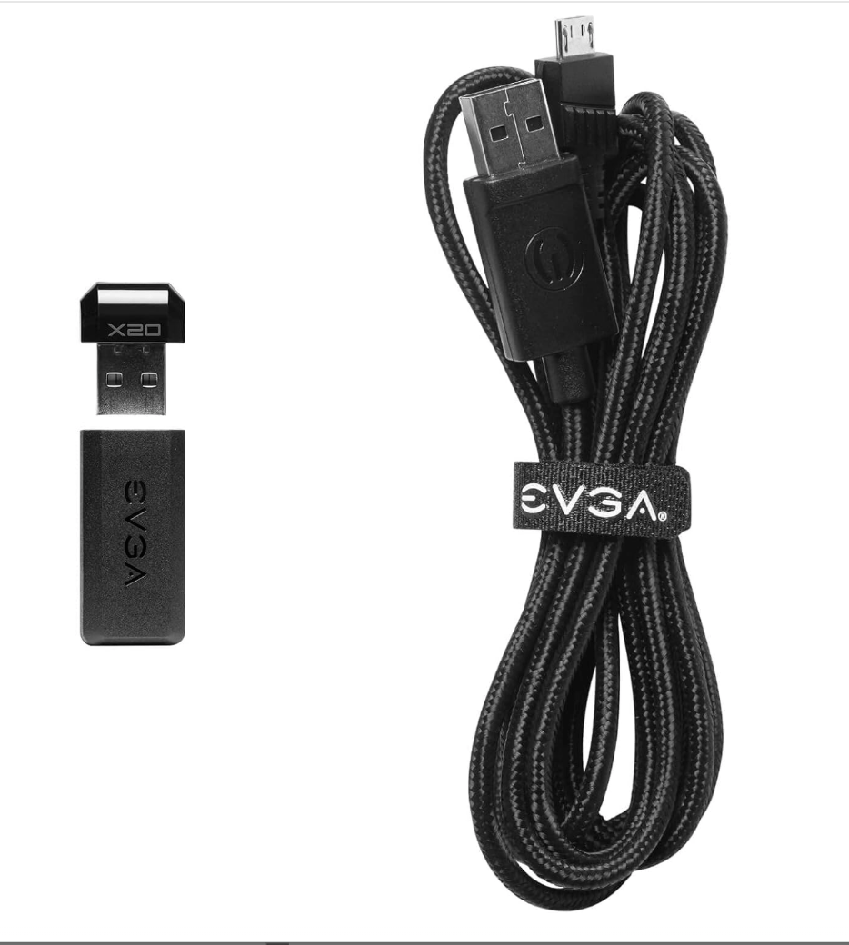 EVGA X20 Wireless Customizable Ergonomic Gaming Mouse, Grey, 16,000 DPI, 5 Profiles, 10 Buttons
