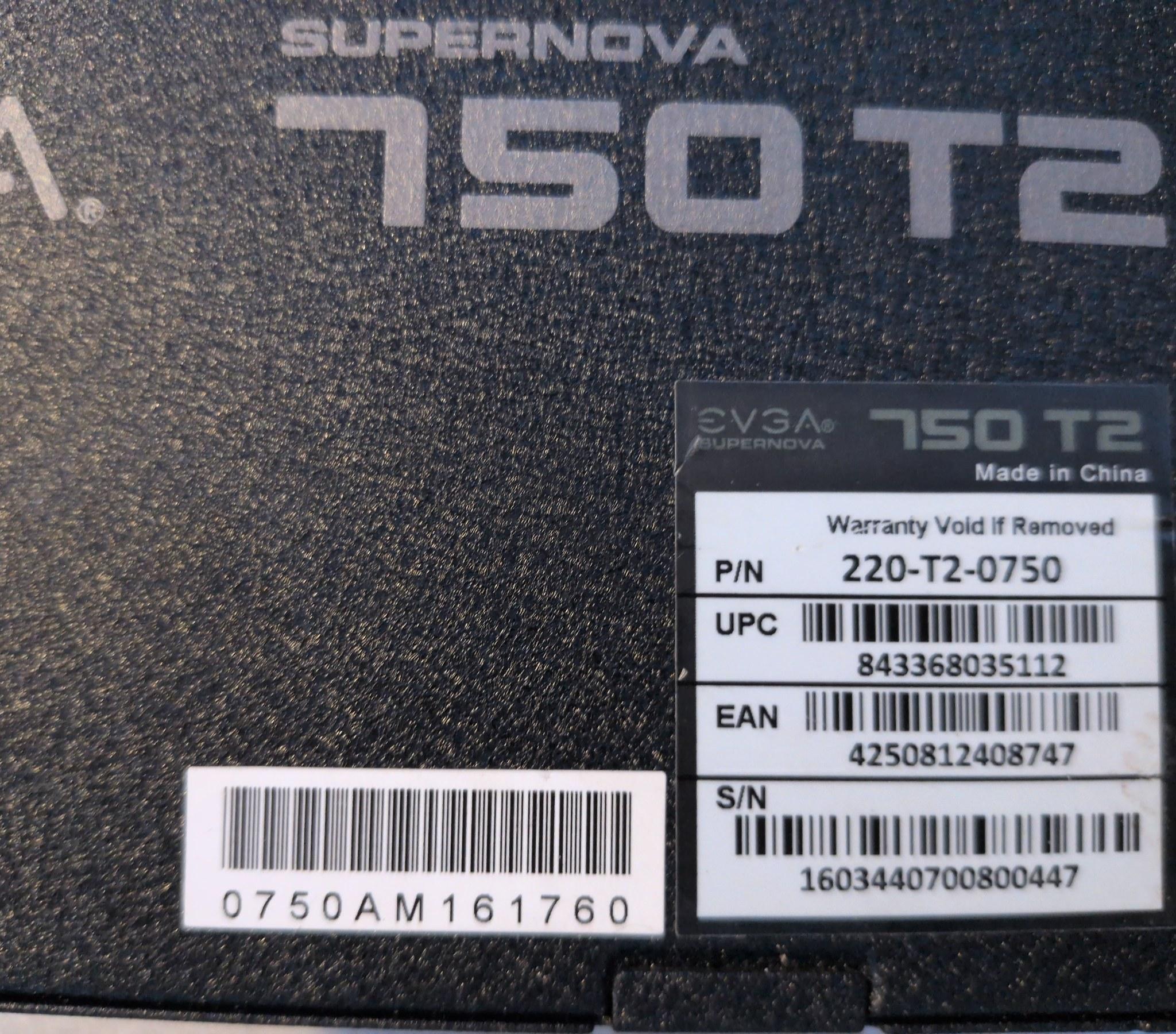 EVGA SuperNOVA 750 T2 750W Titanium PSU - Tested - S/N 0447