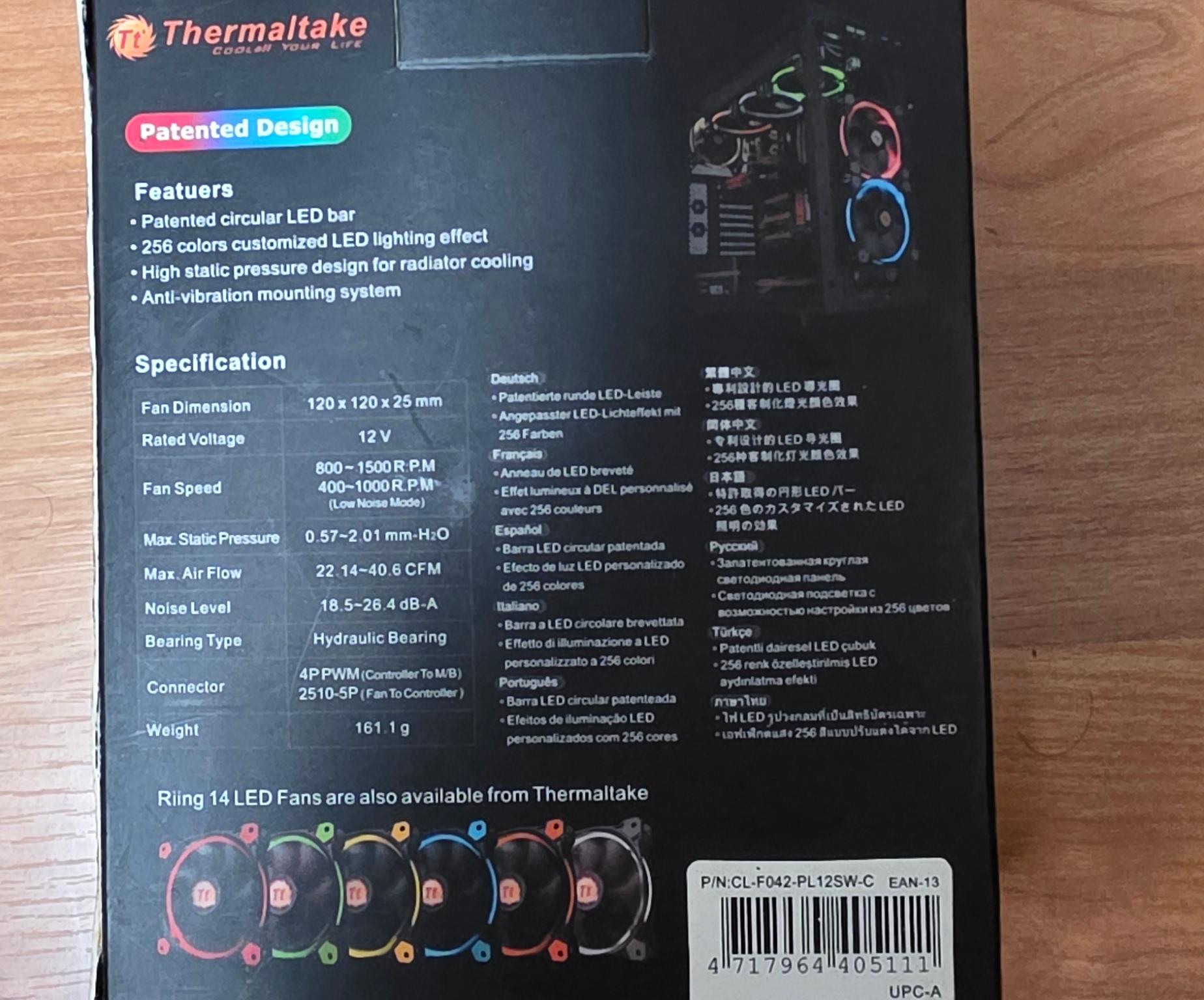 Thermaltake Riing 12 3x 120mm RGB fan kit with controller hub (CL-F042-PL12SW)