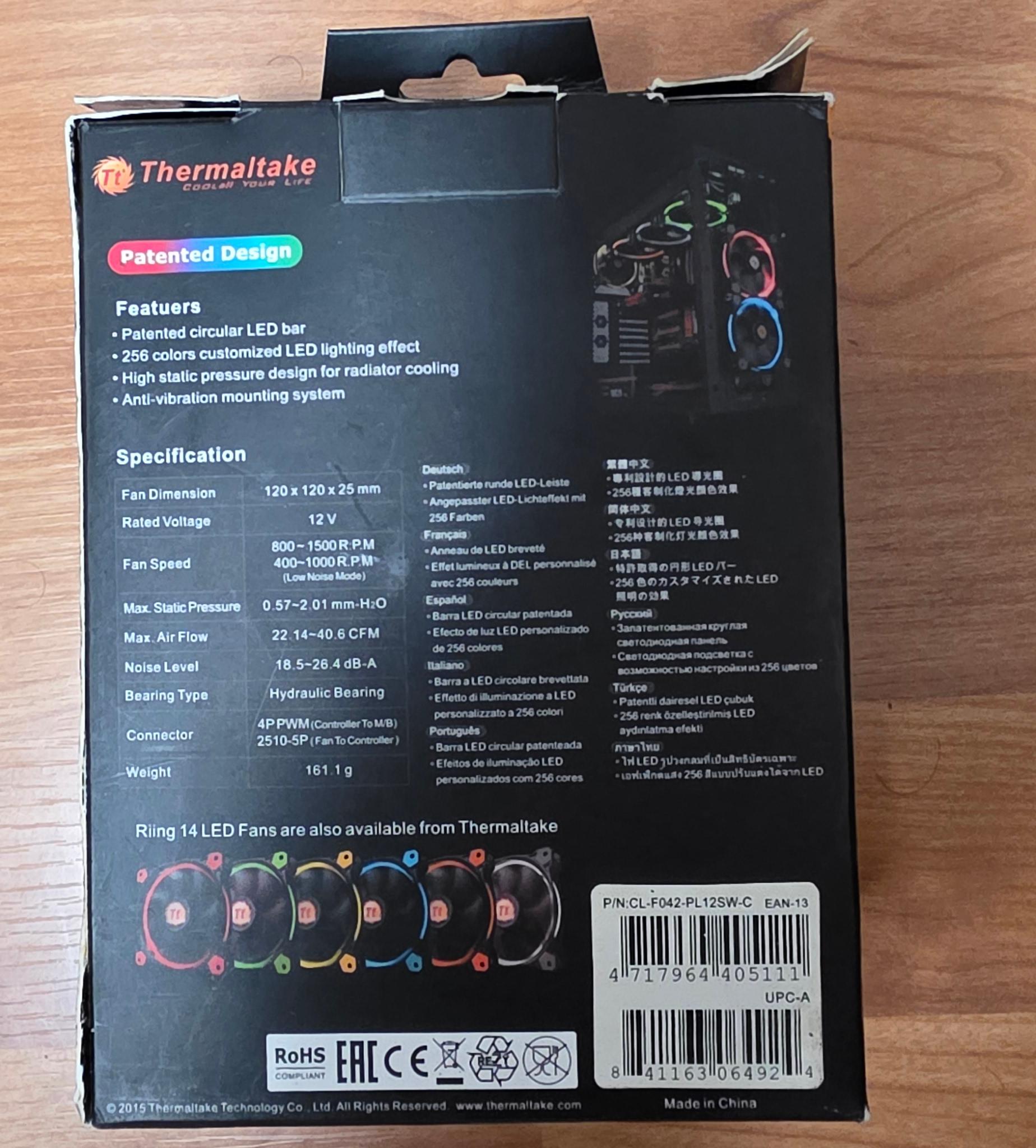 Thermaltake Riing 12 3x 120mm RGB fan kit with controller hub (CL-F042-PL12SW)