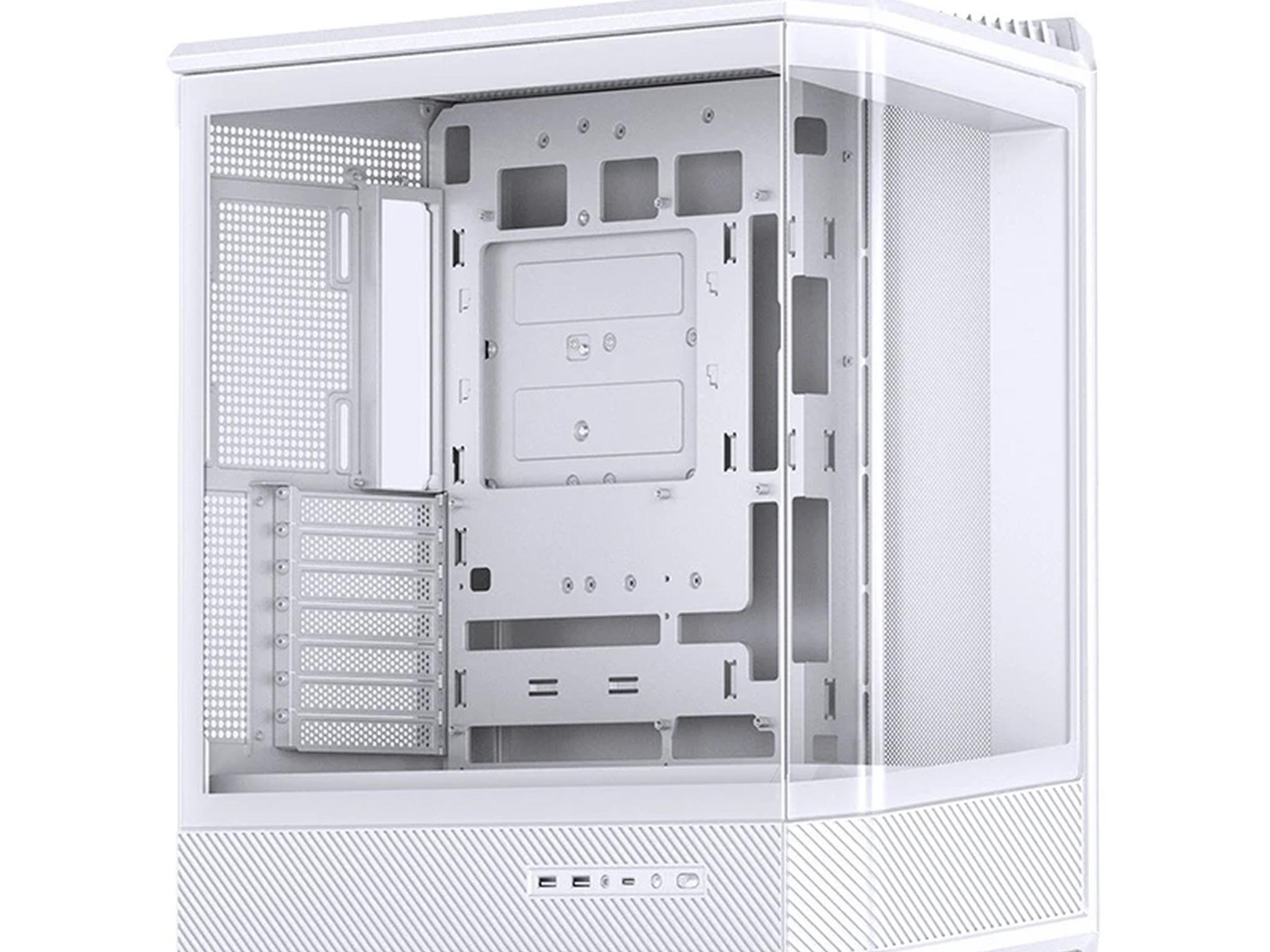 JONSBO D400 White ATX Mid Tower Case Curved Glass Dual Chamber - New (OEM)