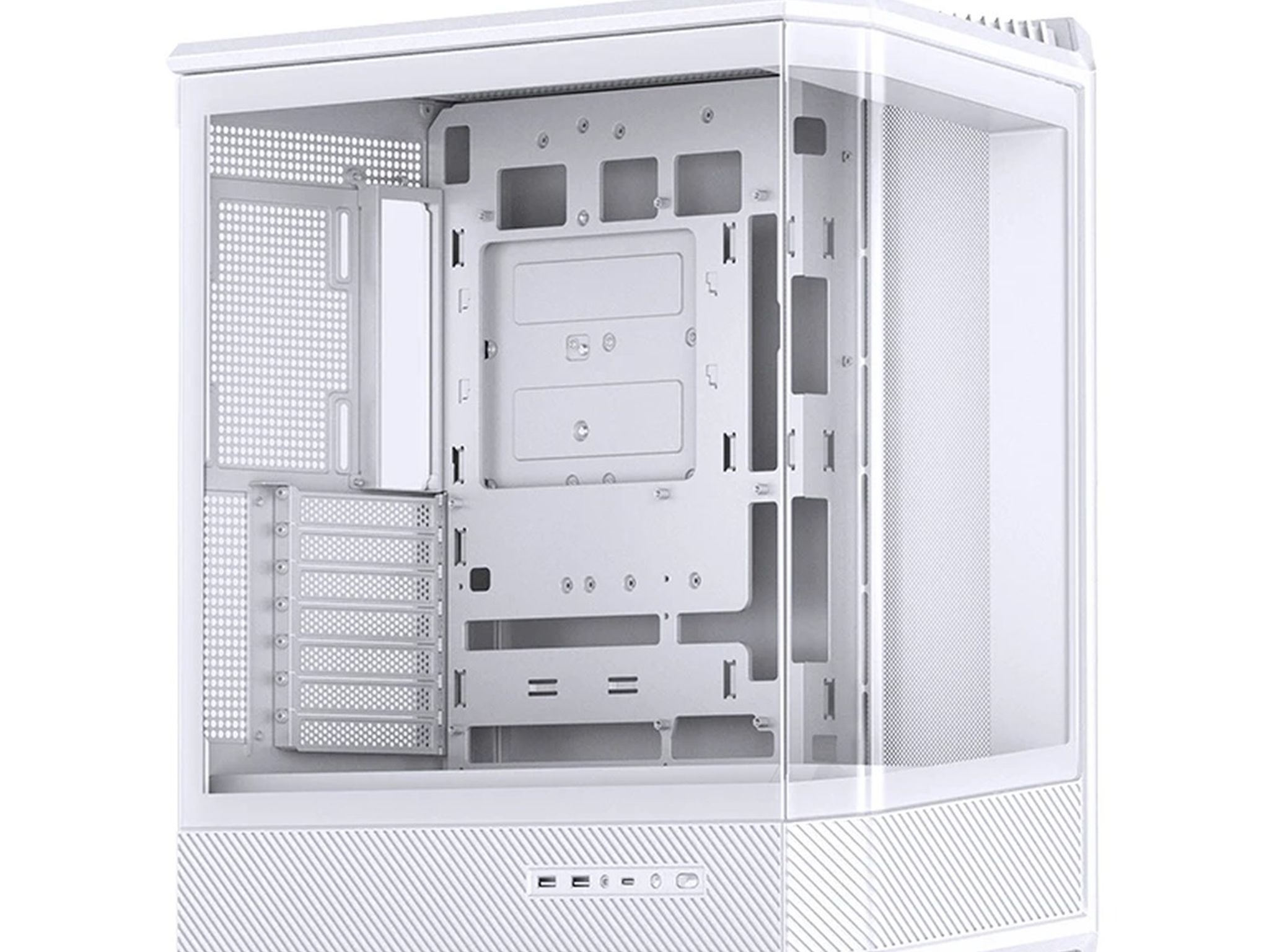 JONSBO D400 White ATX Mid Tower Case Curved Glass Dual Chamber - New (OEM)