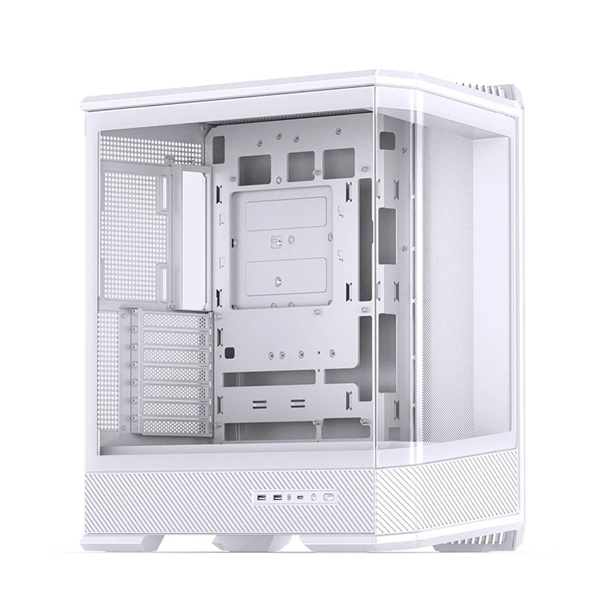 JONSBO D400 White ATX Mid Tower Case Curved Glass Dual Chamber - New (OEM)