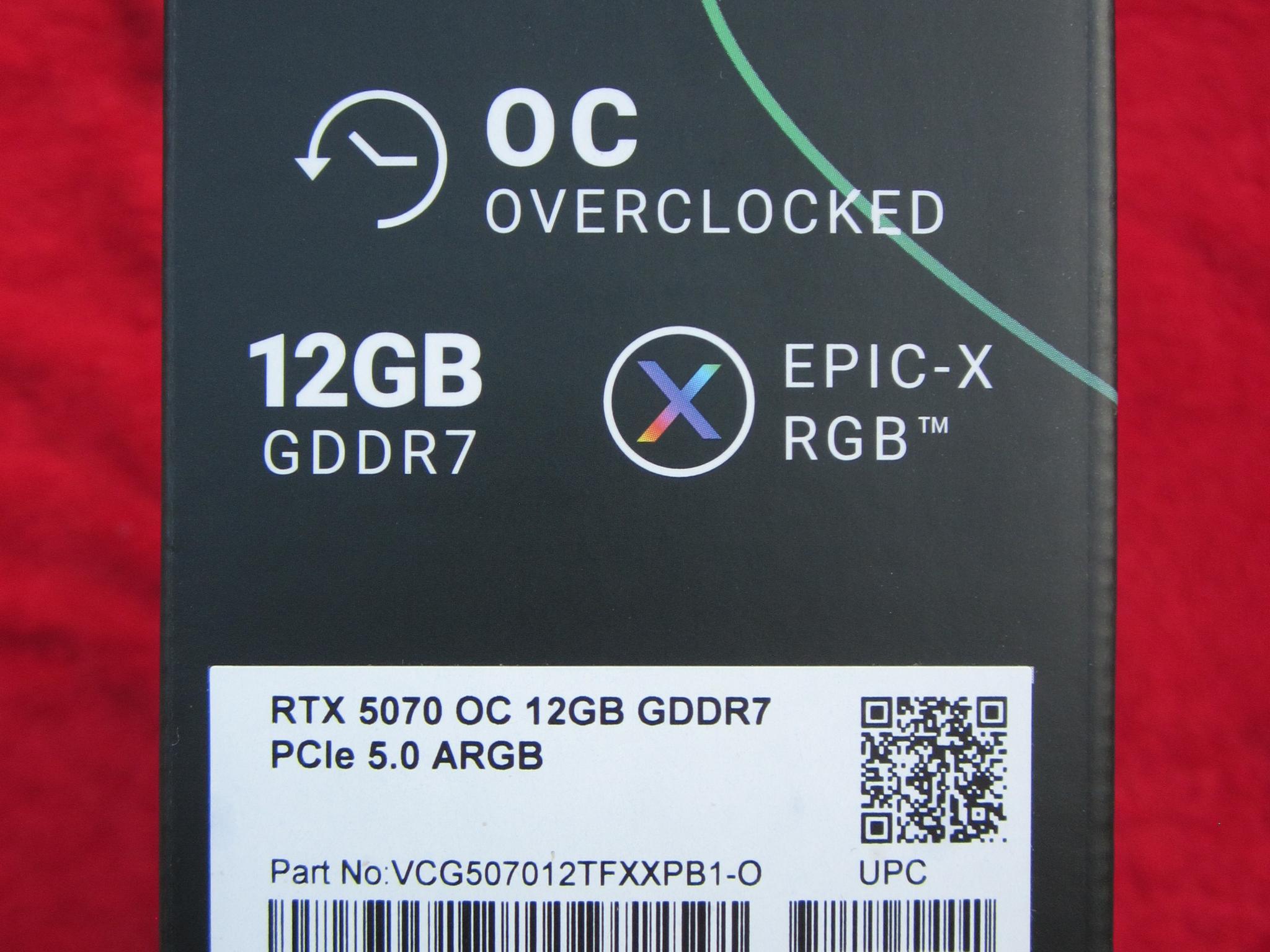 New Open Box! PNY RTX 5070 12Gb ARGB EPIC-X Overclocked