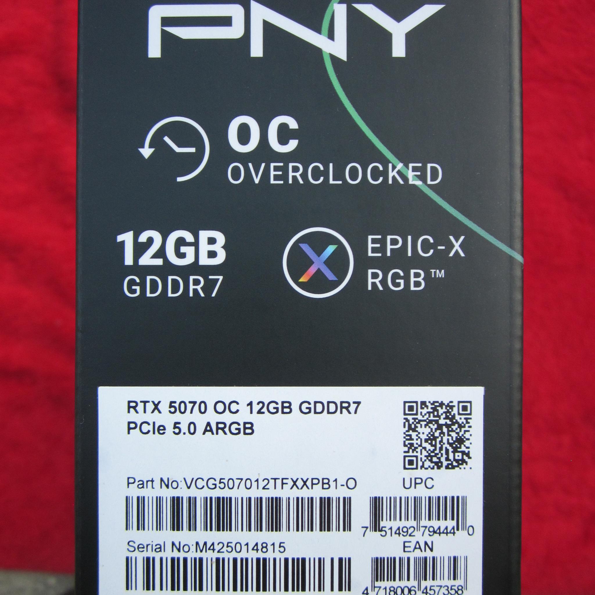 New Open Box! PNY RTX 5070 12Gb ARGB EPIC-X Overclocked