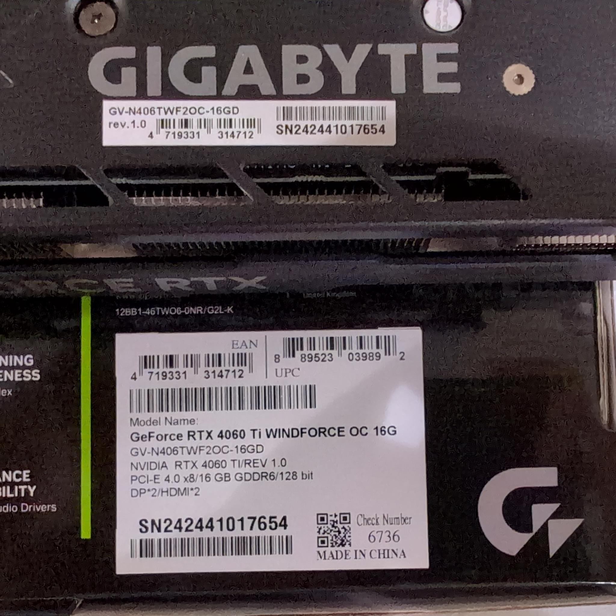 Gigabyte WINDFORCE OC GeForce RTX 4060 Ti 16G