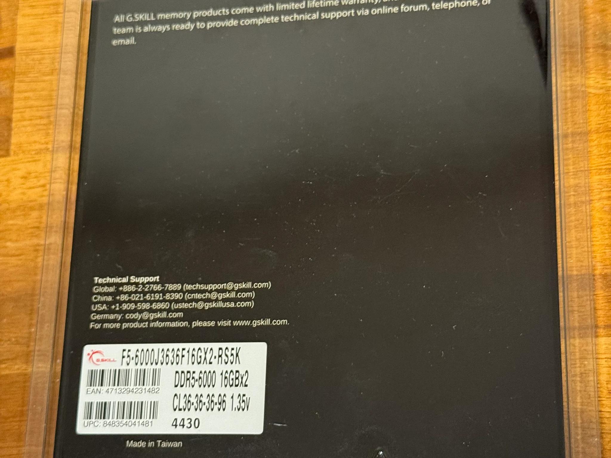 BRAND NEW 32GB (2x16GB) 6000MT/s G.SKILL Ripjaws S5 DDR5 RAM CL36-36-36-96