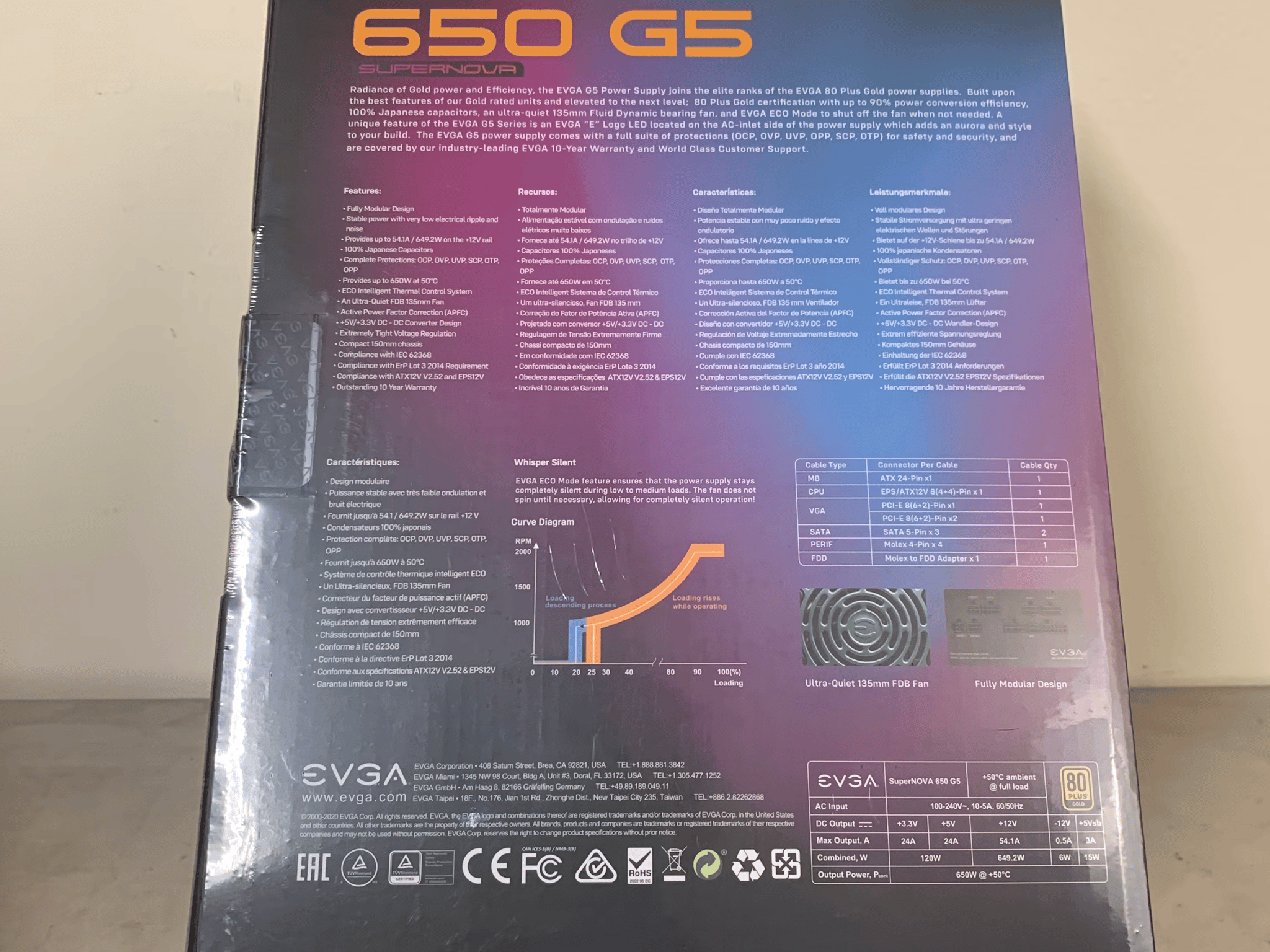 EVGA SuperNOVA 650W G5 80 Plus Gold Power Supply