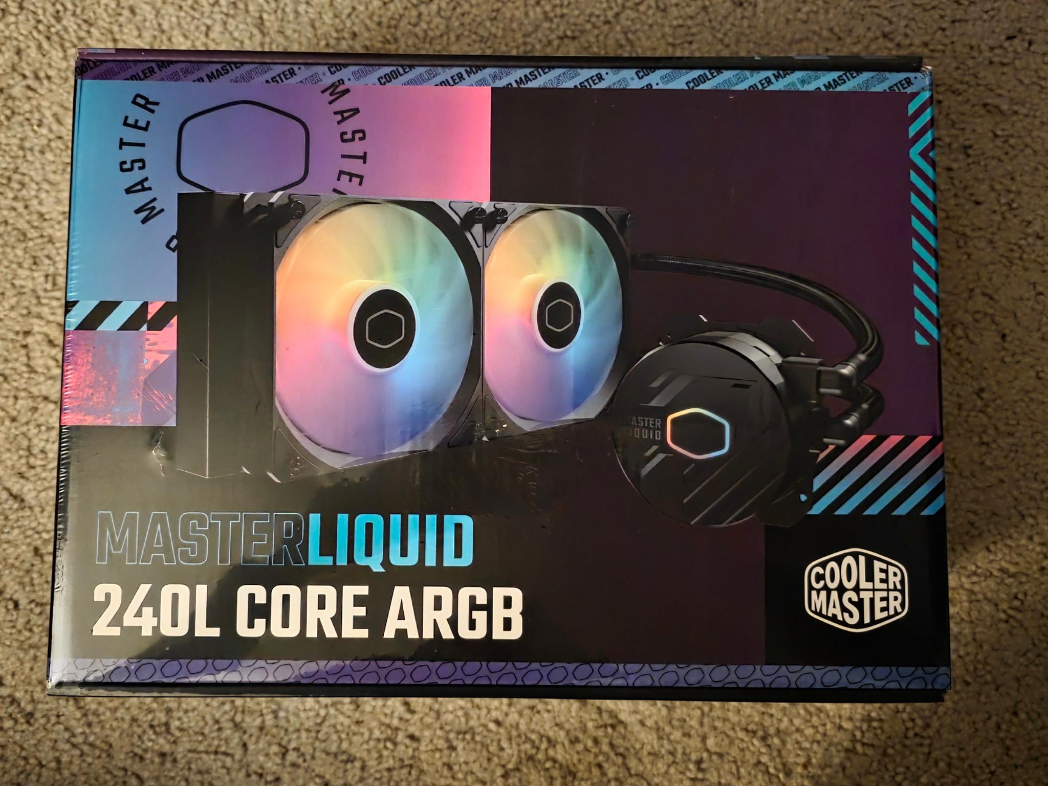 Cooler Master MasterLiquid 240L Core 240mm AIO ARGB Liquid CPU Cooler Black Brand New Sealed