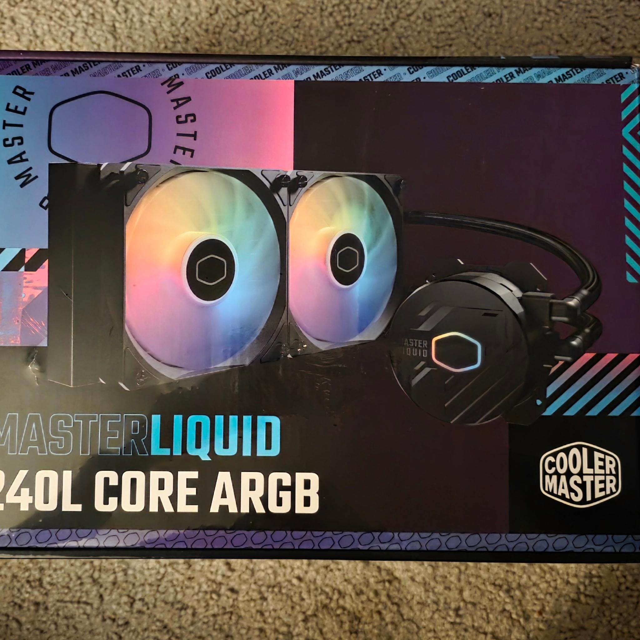 Cooler Master MasterLiquid 240L Core 240mm AIO ARGB Liquid CPU Cooler Black Brand New Sealed