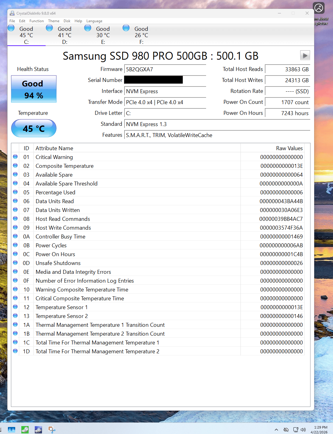 Samsung 980 Pro 500 GB M.2-2280, PCIe 4.0 X4 NVME