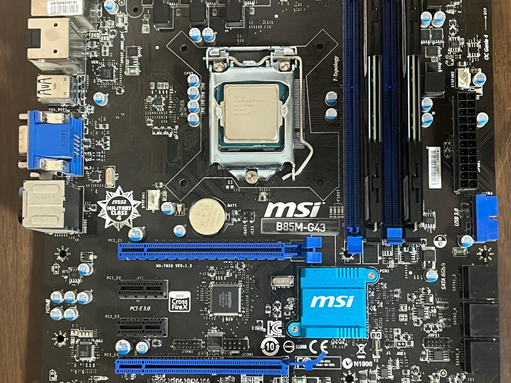MSI B85M | I5-4460 | 8GB RAM Included | Latest BIOS | With I/O Shield