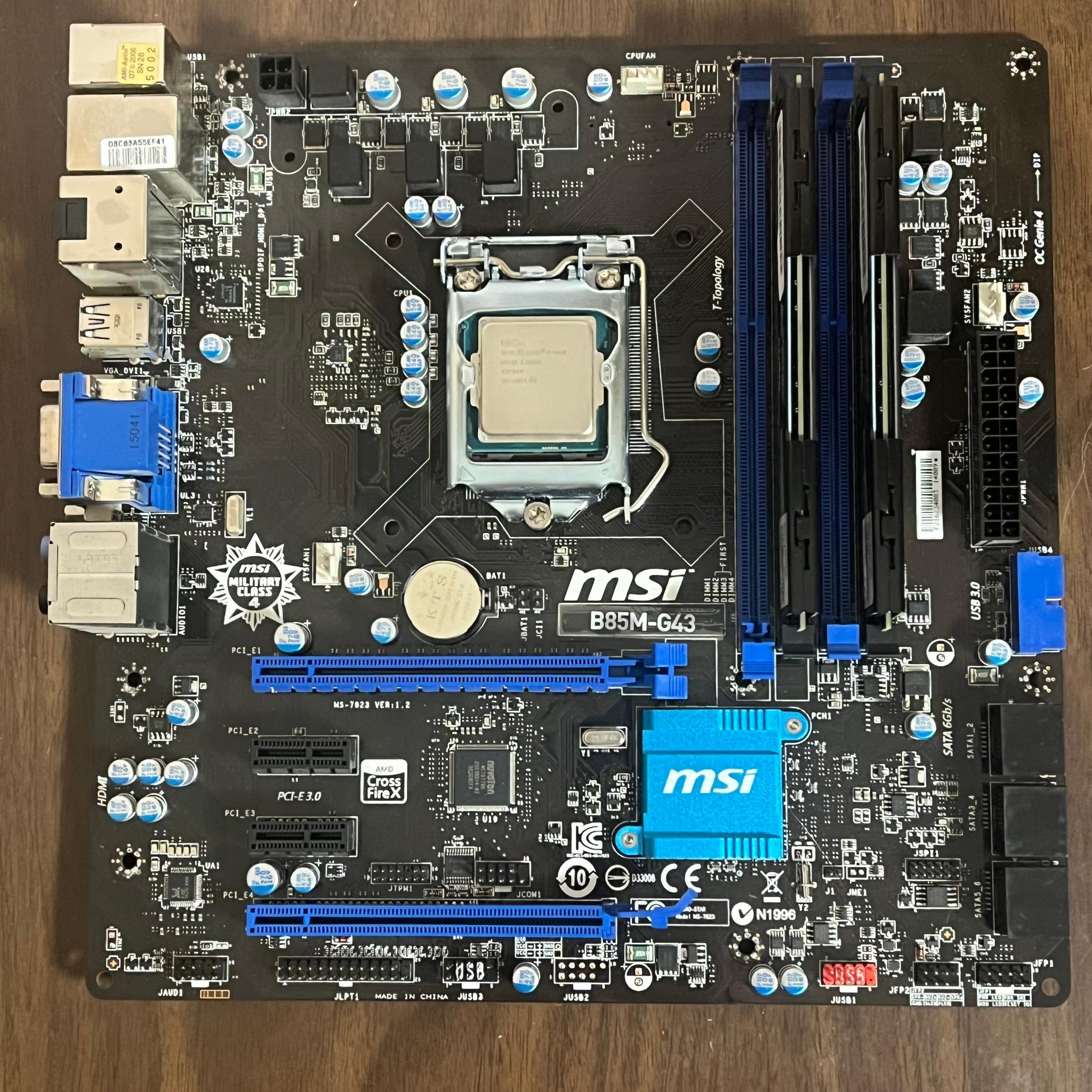 MSI B85M | I5-4460 | 8GB RAM Included | Latest BIOS | With I/O Shield