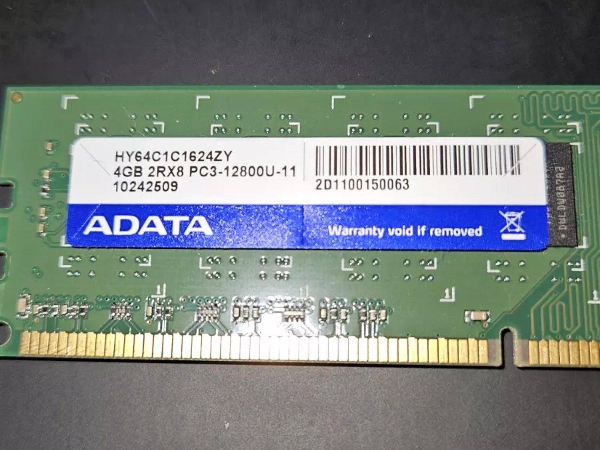 ADATA 6GB DDR3 Memory RAM | Set of 2 (1x4GB 1x2GB) | AD3U1600W8G11-B