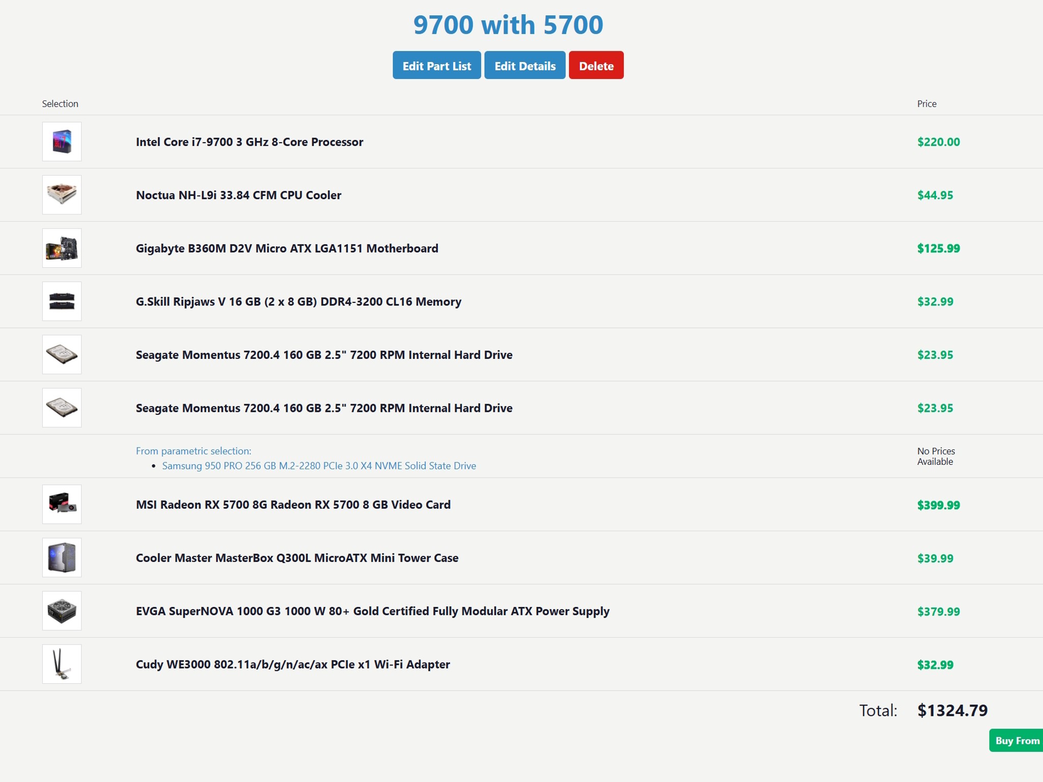 MSI AMD RX 5700 I7 9700 1000watt PSU 16GB DDR4 3200 NOS Build