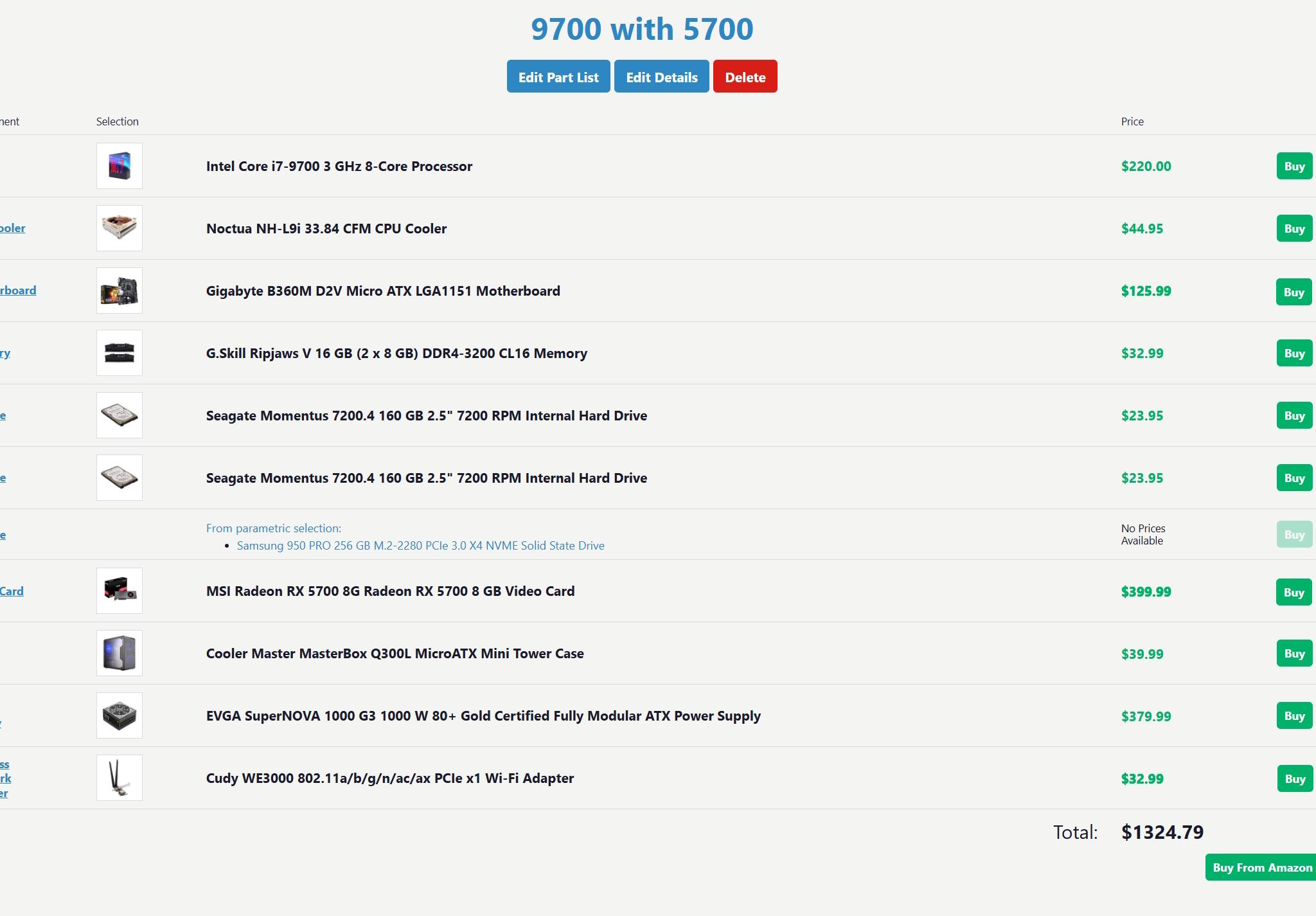 MSI AMD RX 5700 I7 9700 1000watt PSU 16GB DDR4 3200 NOS Build