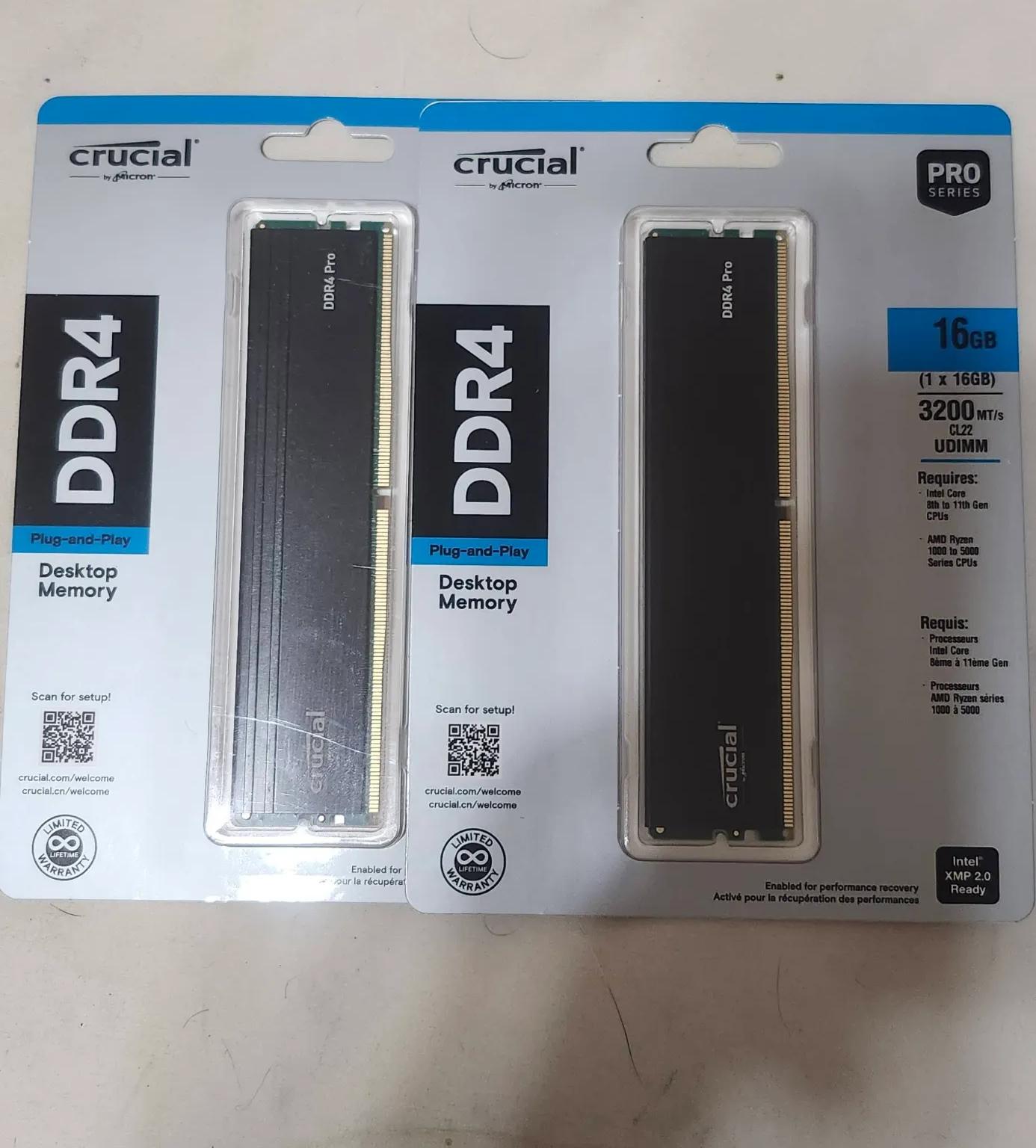 Crucial DDR4 32gb(2x16gb) 3200MT/s CL22/ TEAMGROUP DDR4 32gb(x2 16gb) 3200MT/s CL16