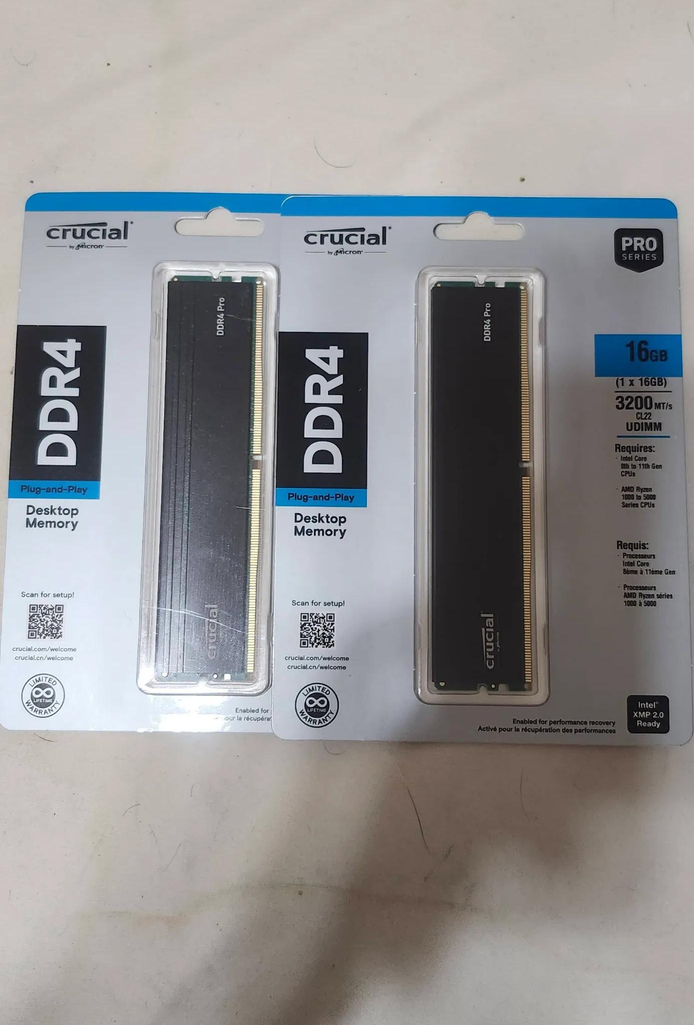 Crucial DDR4 32gb(2x16gb) 3200MT/s CL22/ TEAMGROUP DDR4 32gb(x2 16gb) 3200MT/s CL16