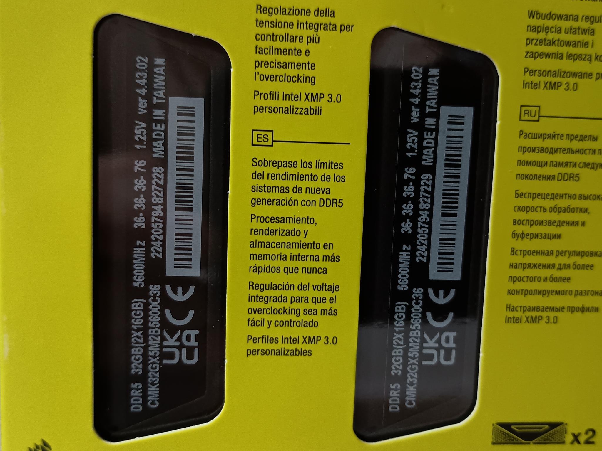 32gb DDR5 5600mhz (2x 16gb) Corsair Vengeance memory kit