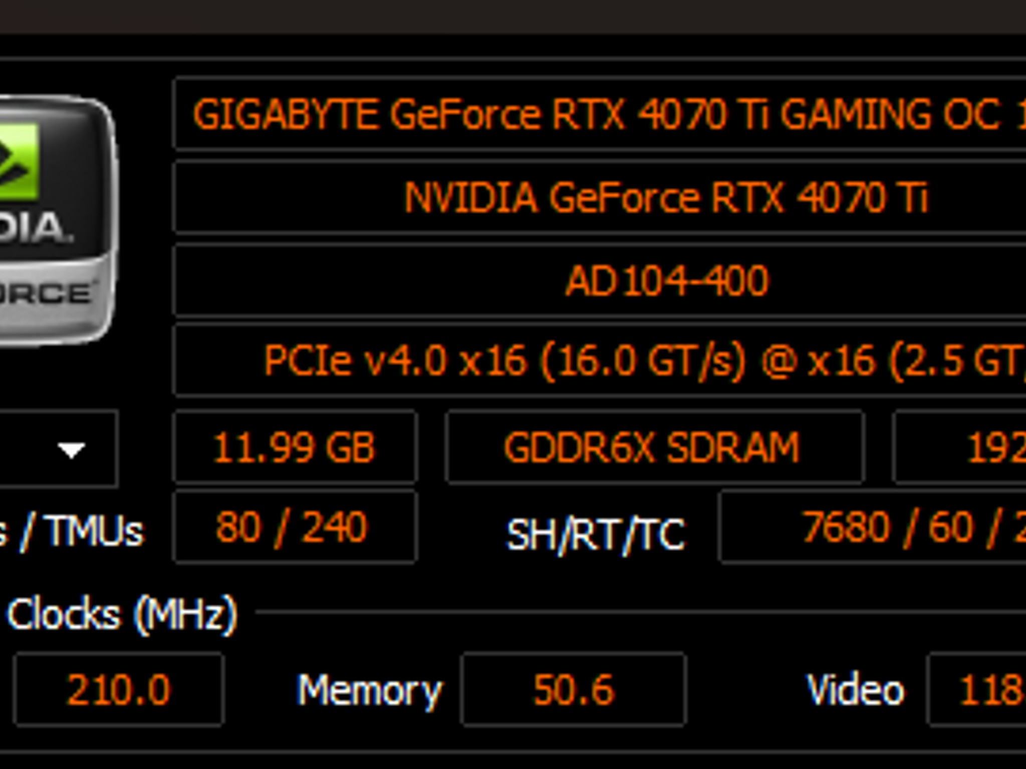 Gigabyte Geforce RTX 4070ti GAMING OC 12GB