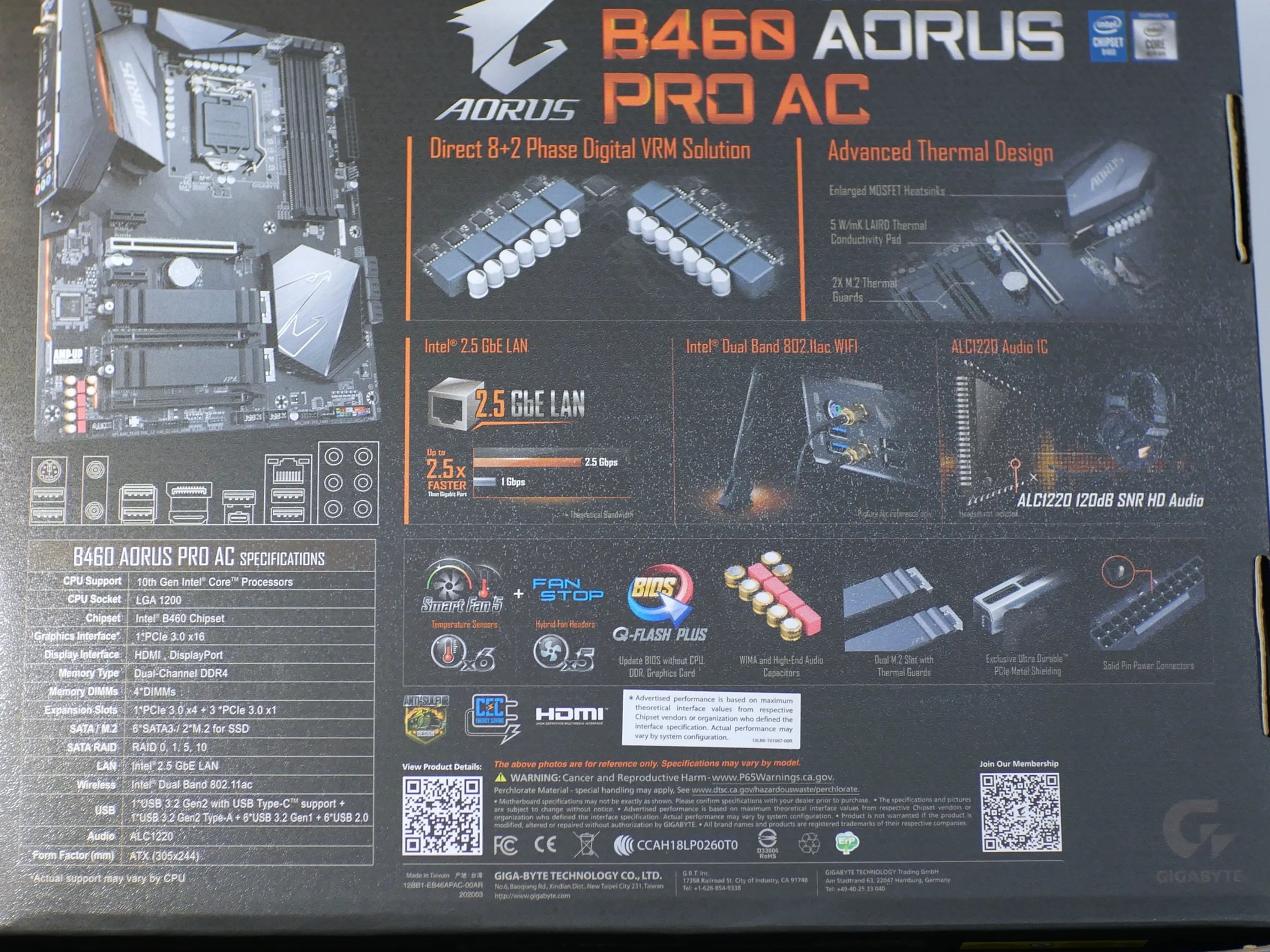 Motherboard Gigabyte b460 aorus pro ac lga 1200 UNTESTED!