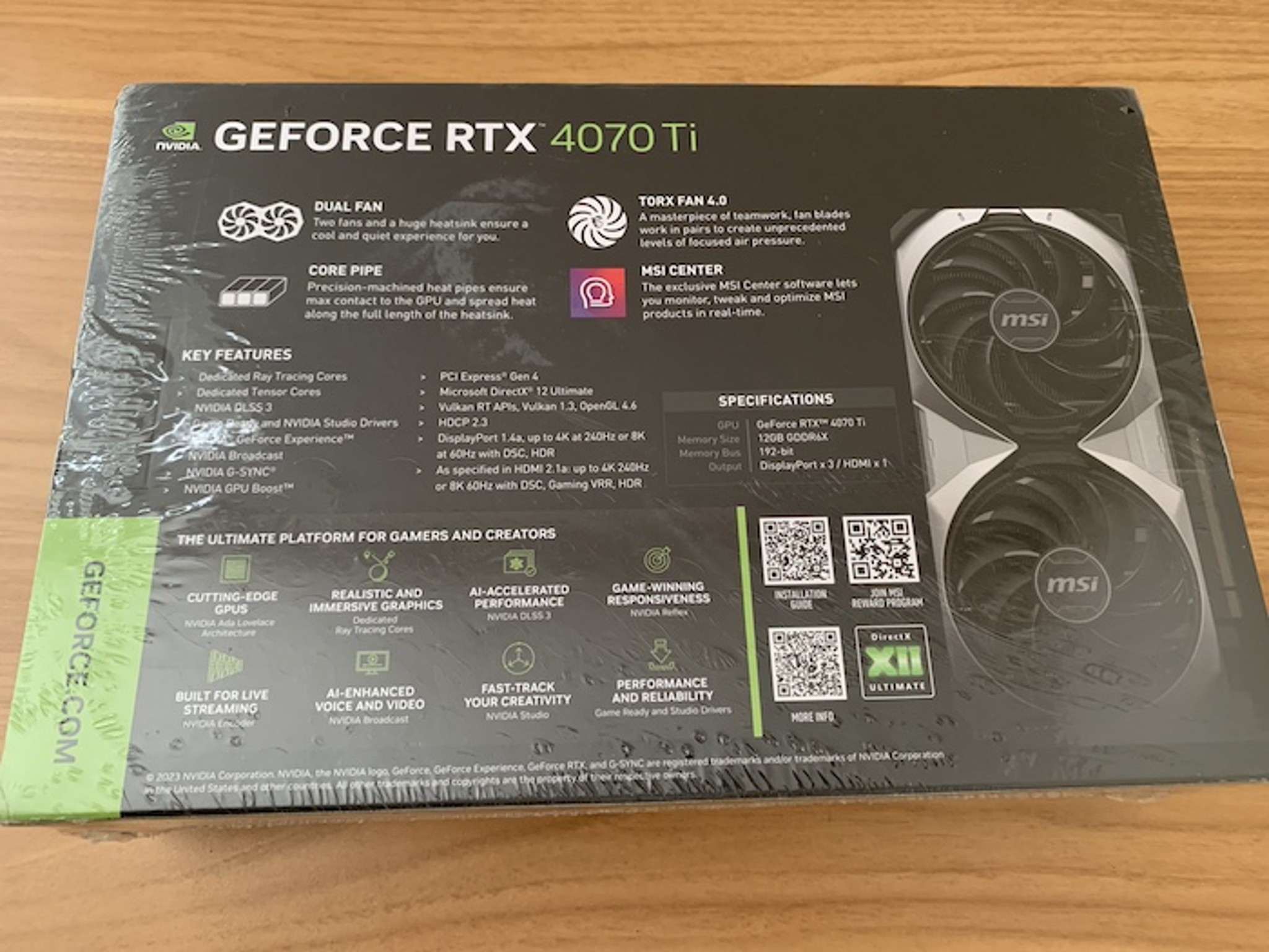 MSI GeForce RTX 4070 Ti VENTUS 2X 12G OC