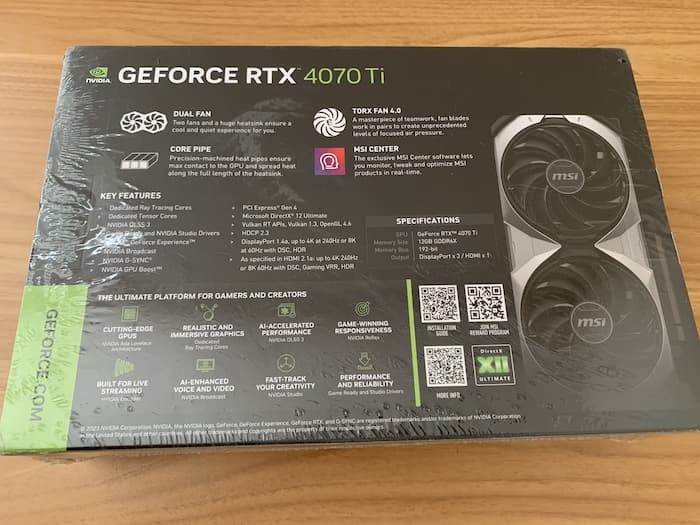 MSI GeForce RTX 4070 Ti VENTUS 2X 12G OC