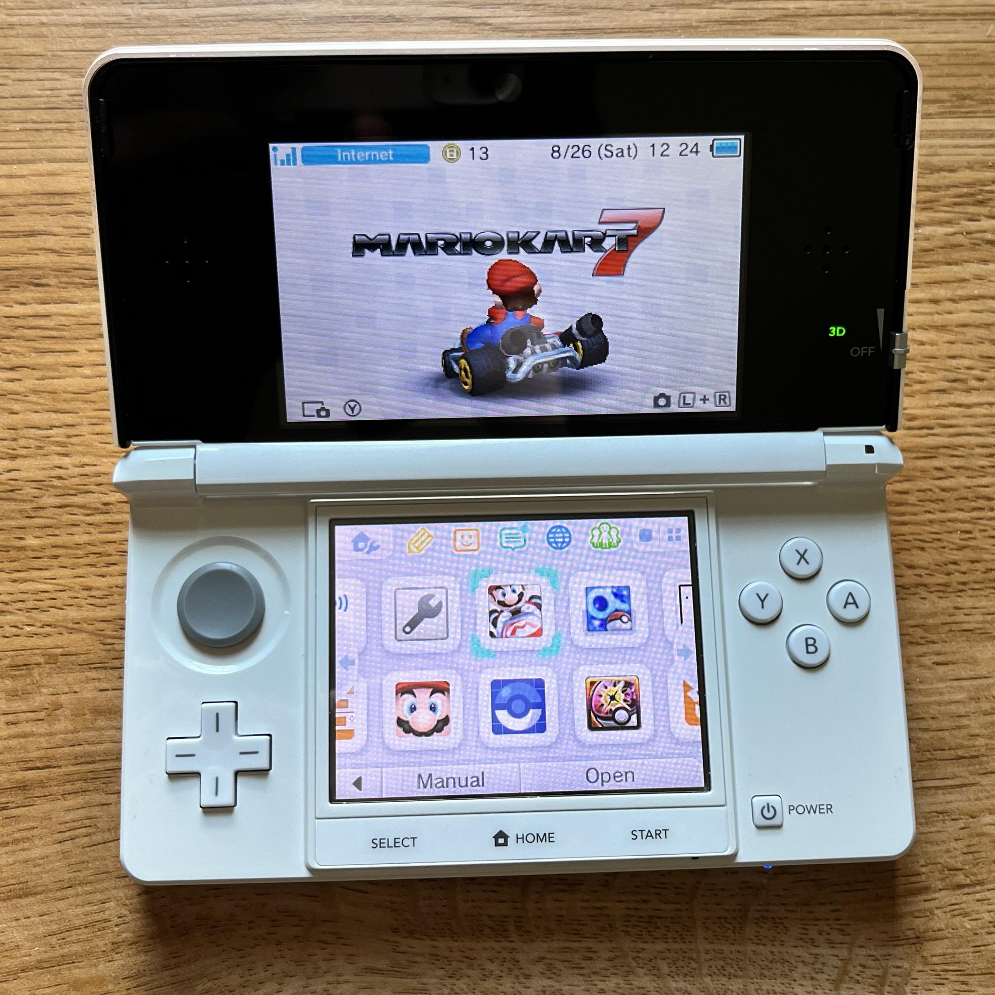 Nintendo 3DS + Games Bundle W/ SD Card + Original Stylus - Japan Glossy White
