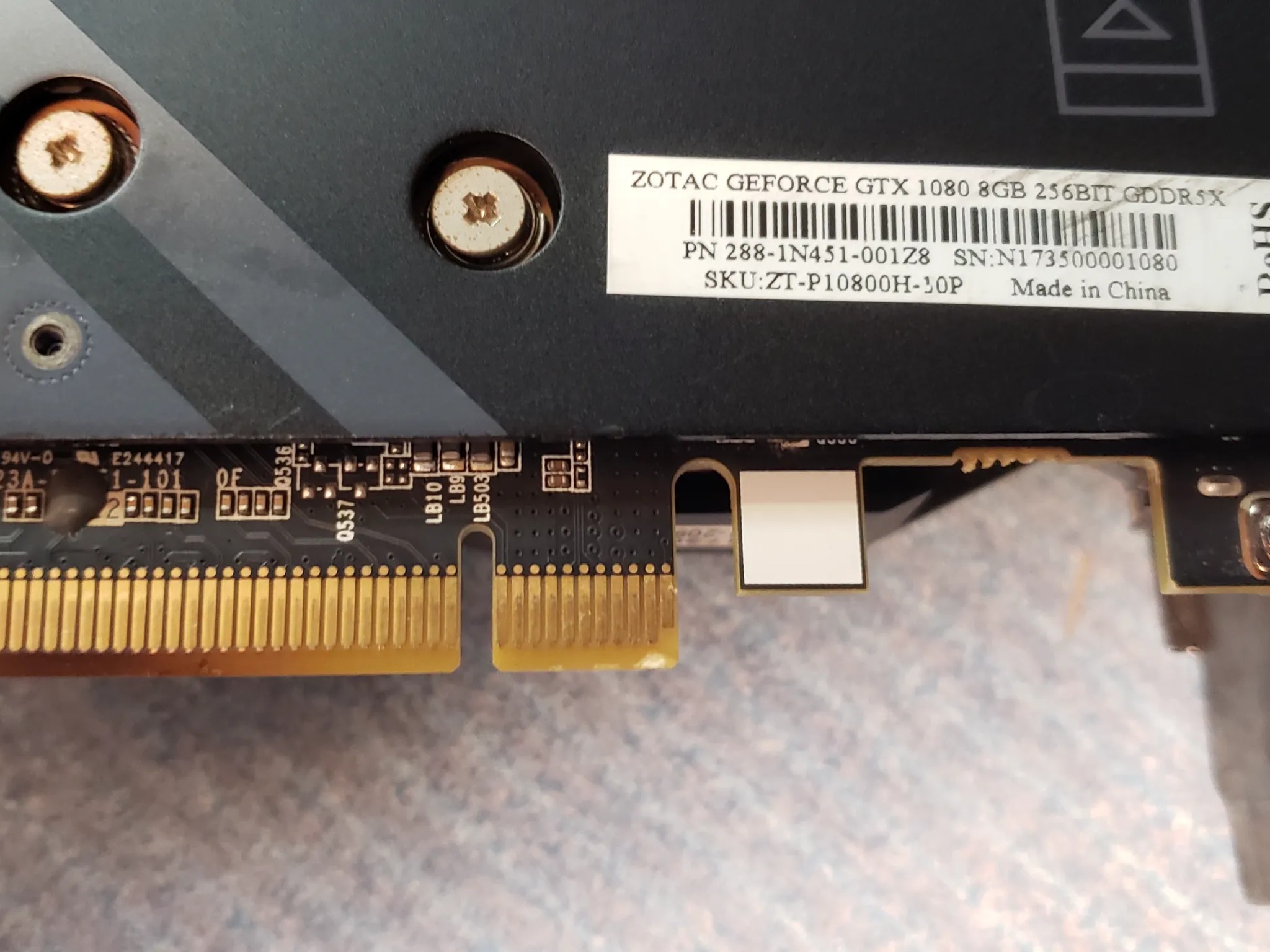 Zotac GTX 1080 mini graphics card.