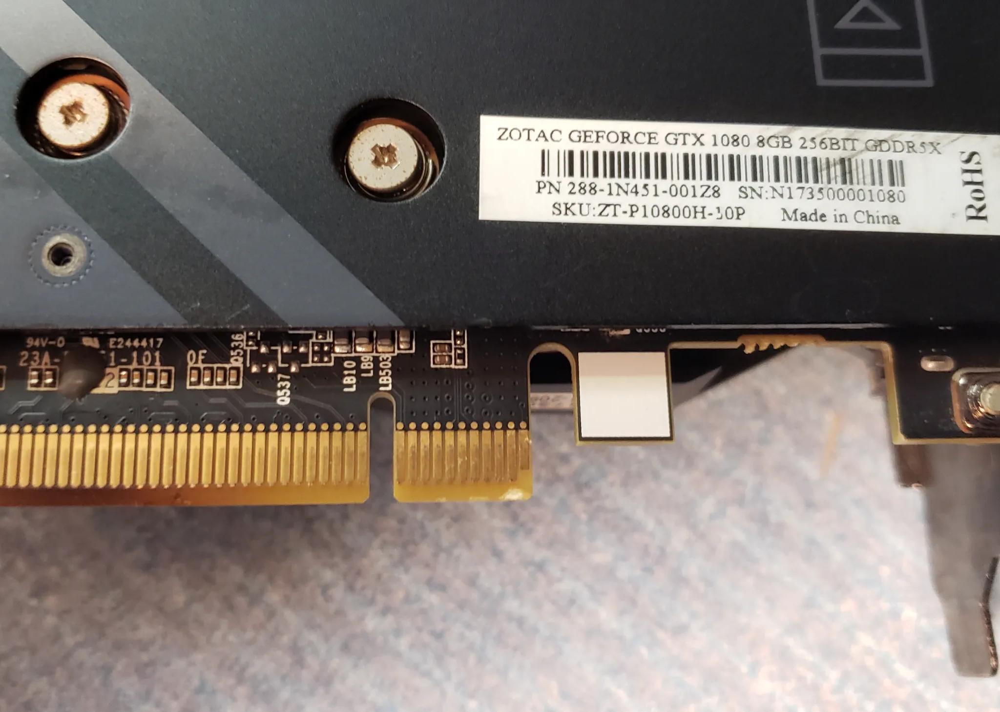 Zotac GTX 1080 mini graphics card.