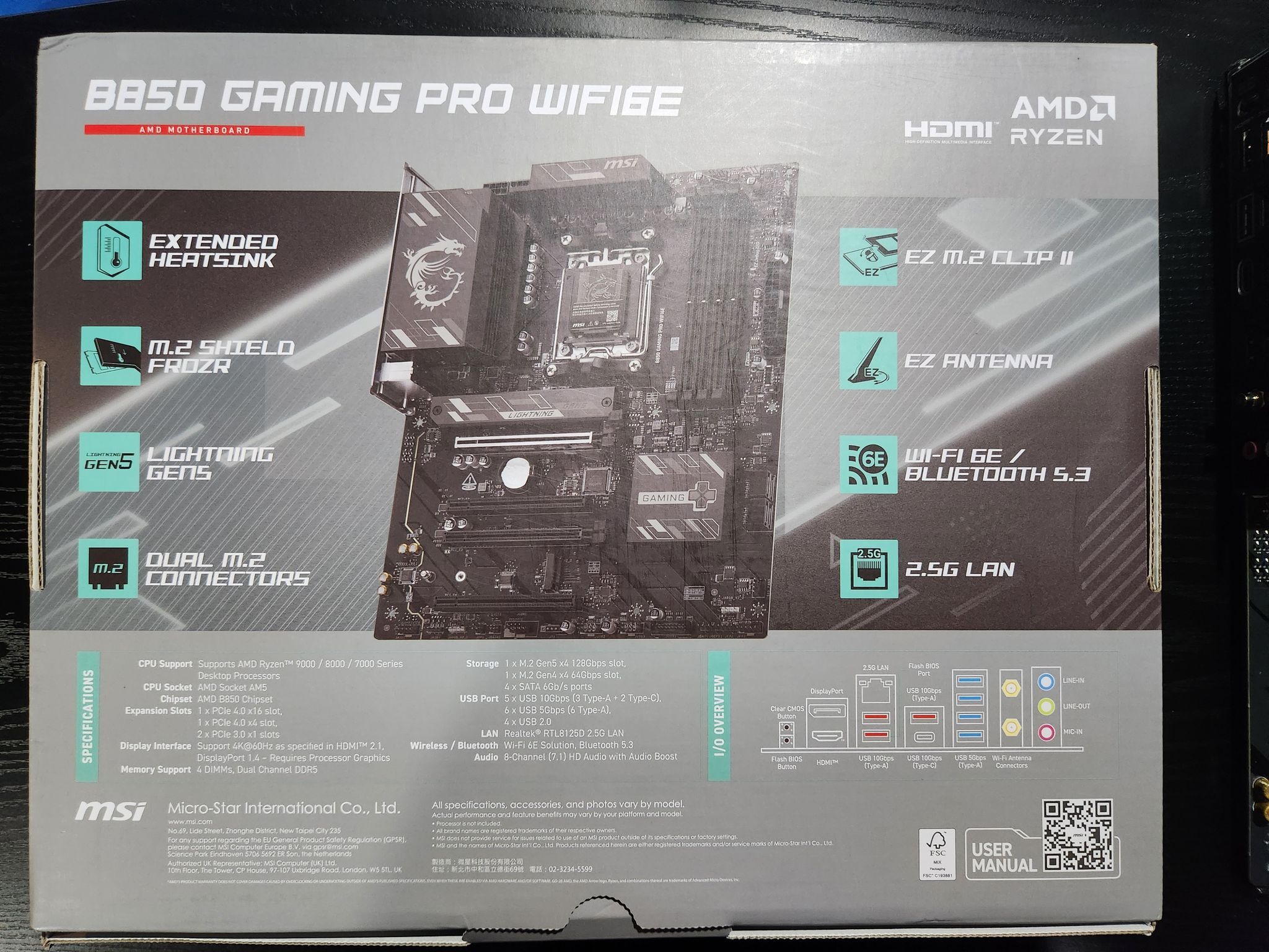 MSI B850 GAMING PRO WIFI6E-AMD RYZEN 5 9600X- 32GB DDR5 RAM BUNDLE