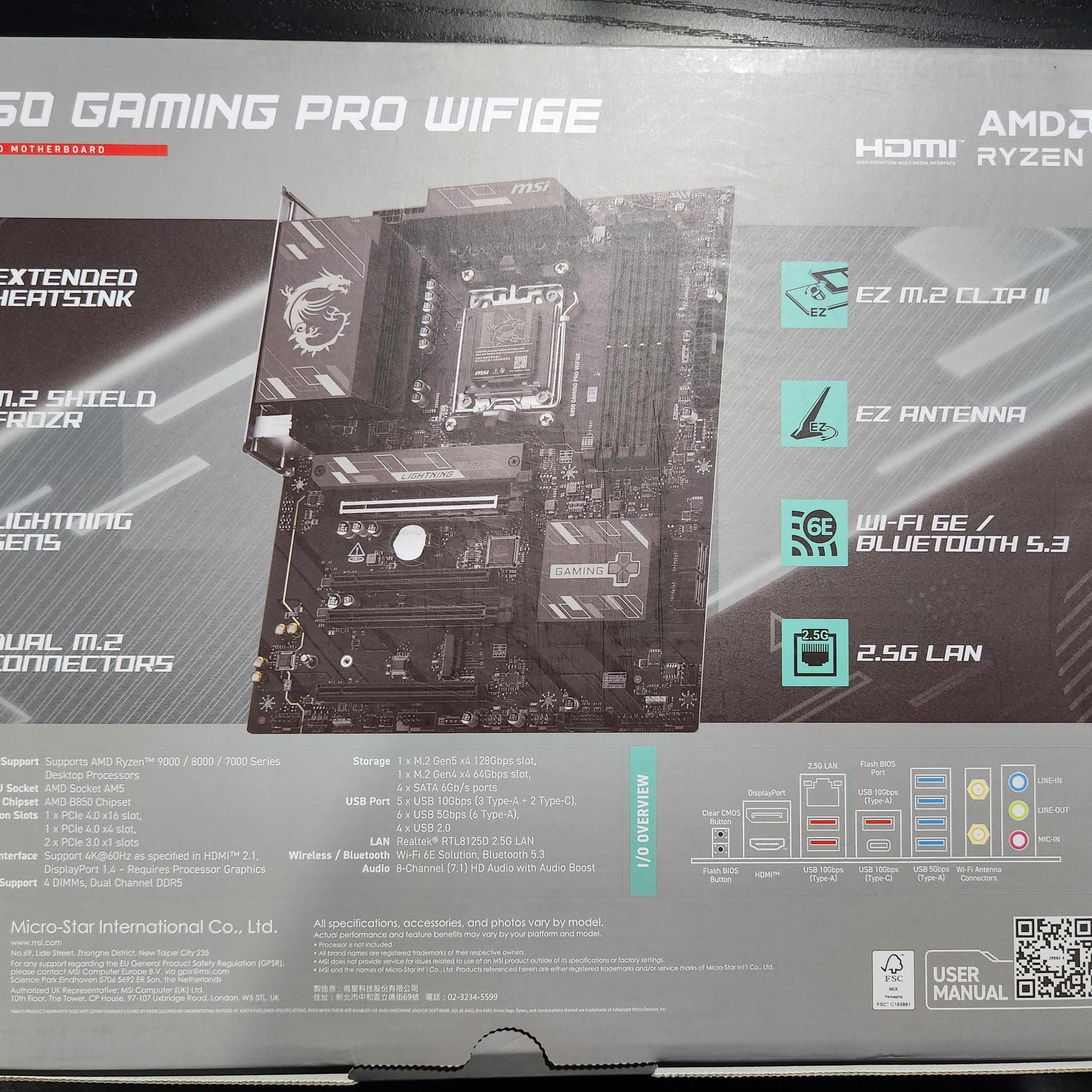 MSI B850 GAMING PRO WIFI6E-AMD RYZEN 5 9600X- 32GB DDR5 RAM BUNDLE